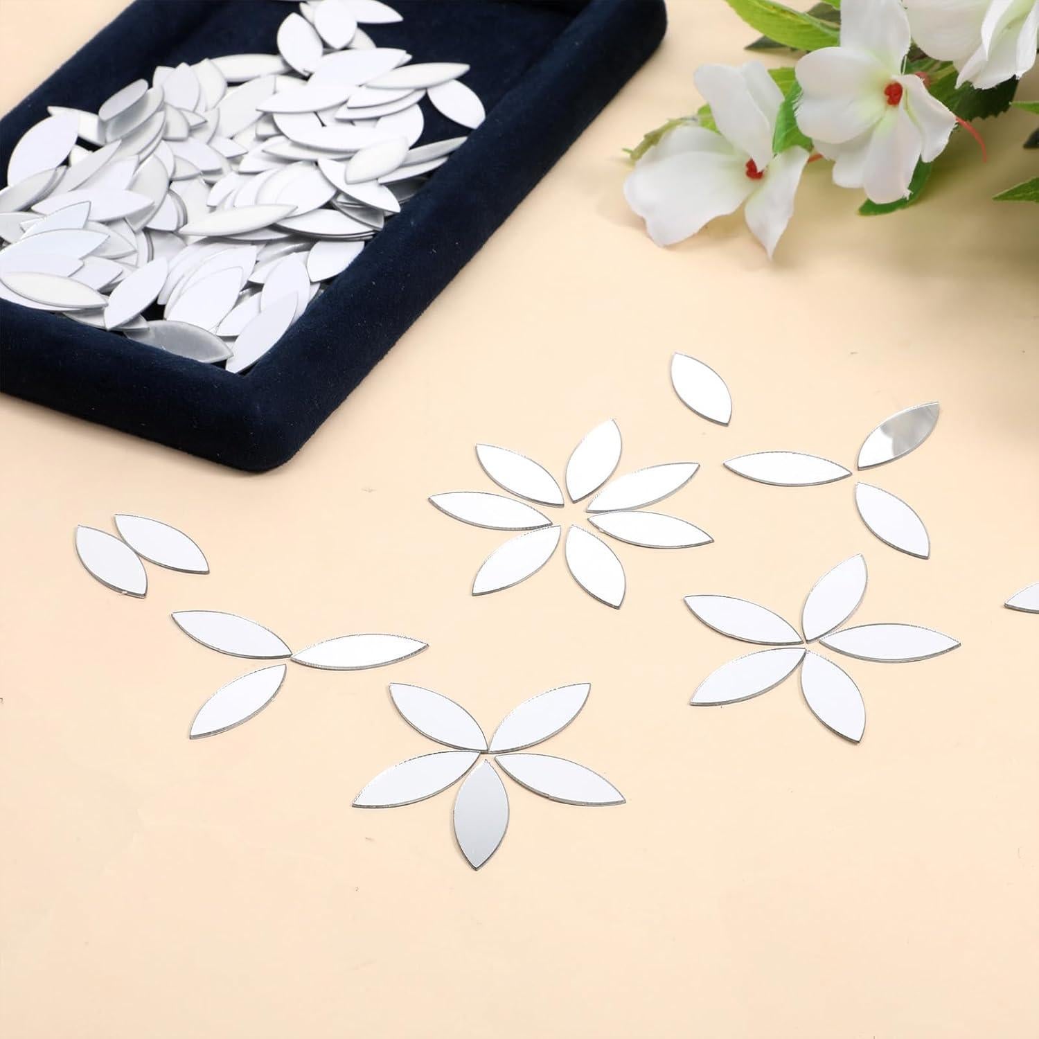 Espejos Acrílicos en Forma de Hoja Psyqtsuary 200pcs 2.8x1.05cm