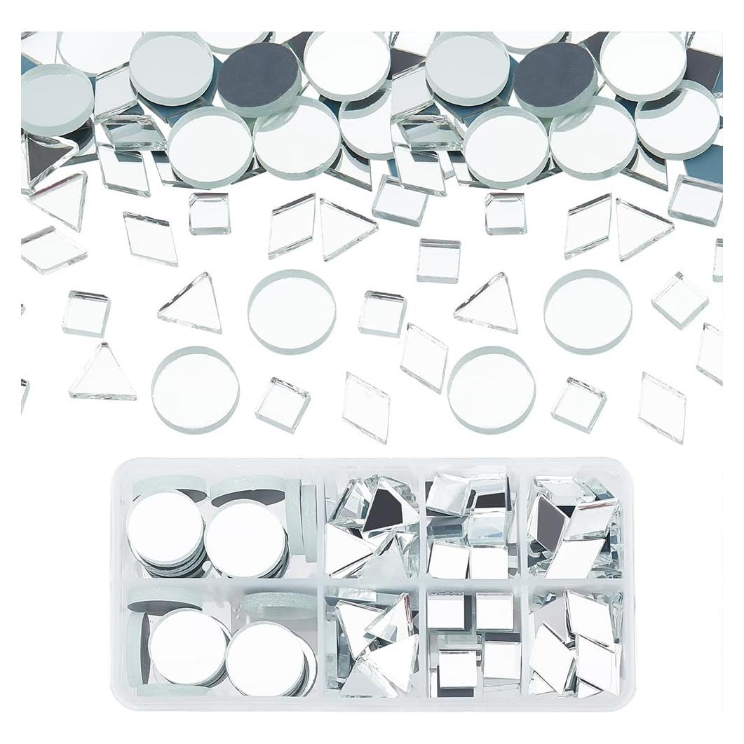 Azulejos de Espejo PH PandaHall 180pcs 4 Formas 4mm Vidrio