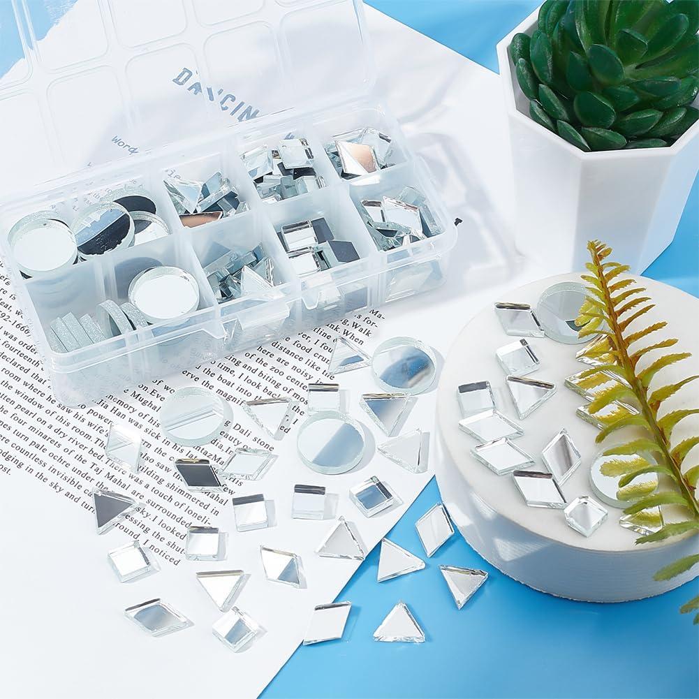 Azulejos de Espejo PH PandaHall 180pcs 4 Formas 4mm Vidrio