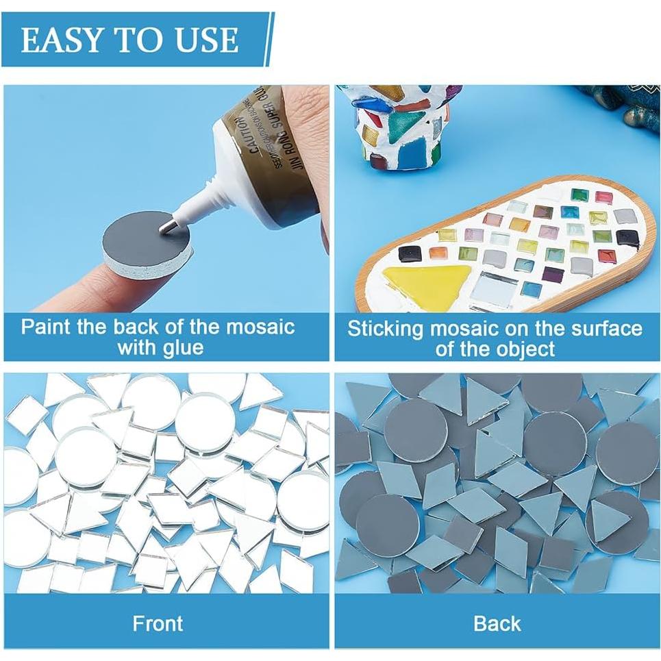 Azulejos de Espejo PH PandaHall 180pcs 4 Formas 4mm Vidrio