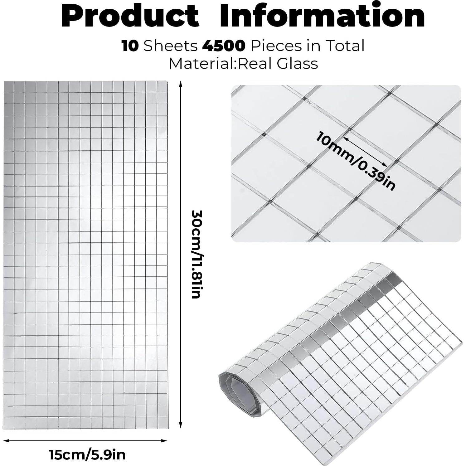 4500 Azulejos Espejo Autoadhesivos Telooco 10mm para Manualidades