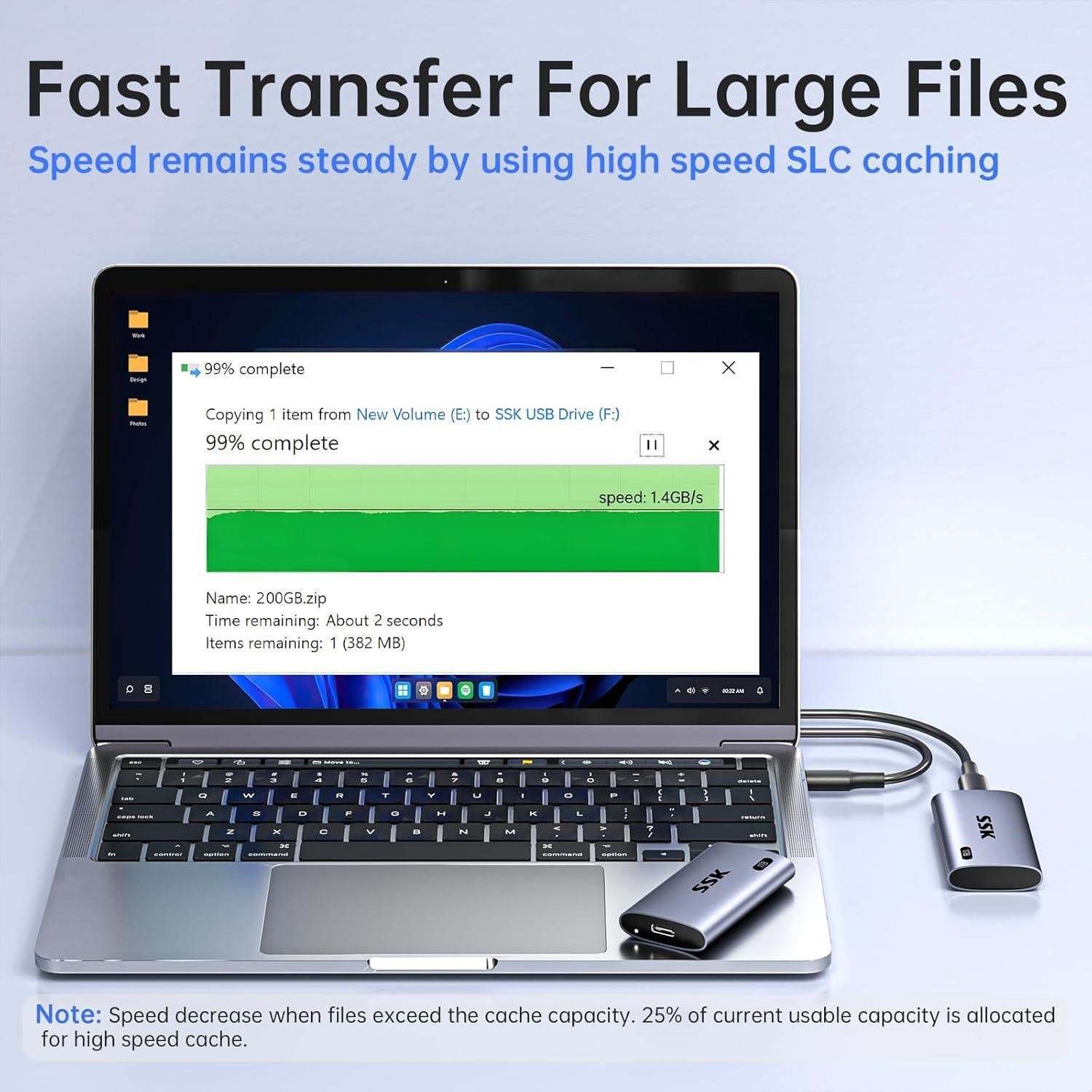 SSD Externo SSK 1TB USB 3.2 Gen2x2 hasta 2000MB/s Plata