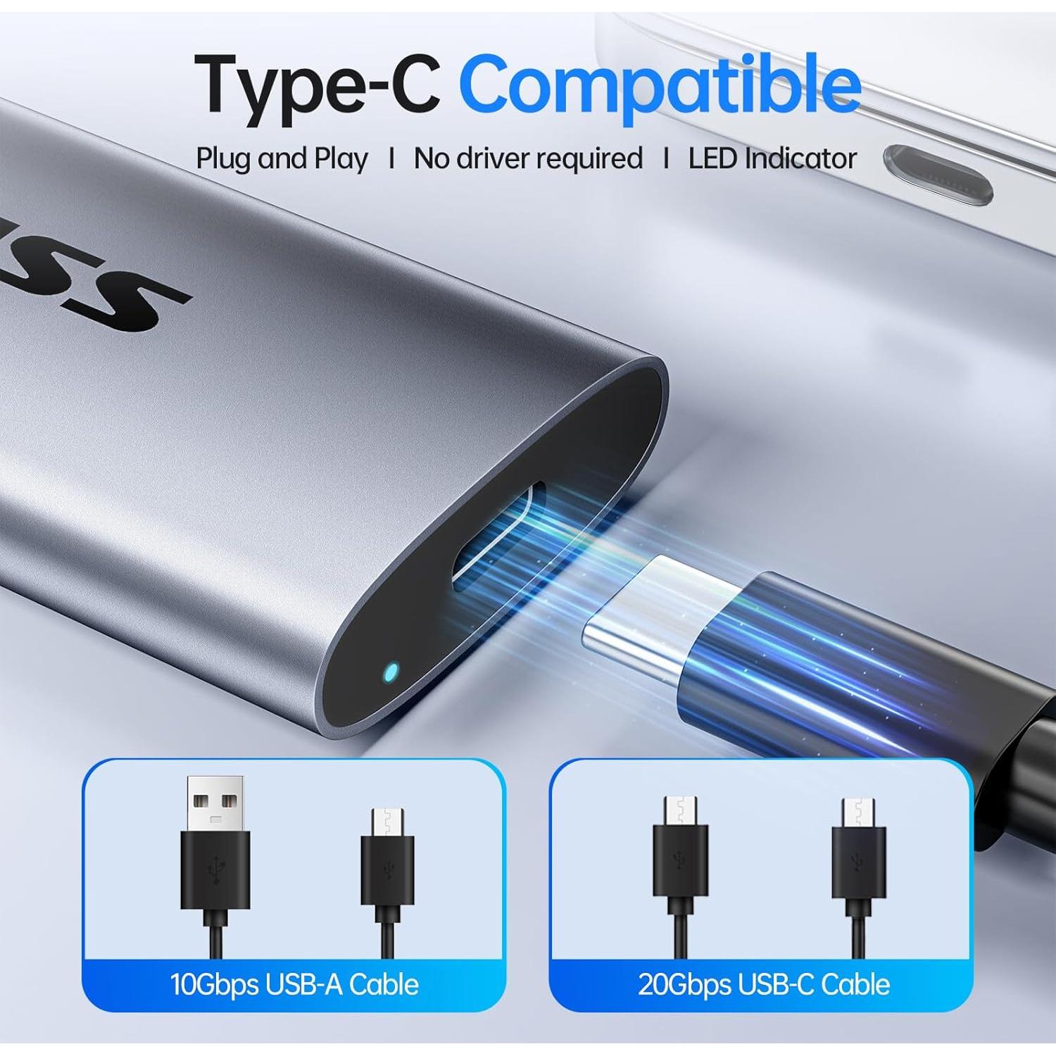 SSD Externo SSK 1TB USB 3.2 Gen2x2 hasta 2000MB/s Plata