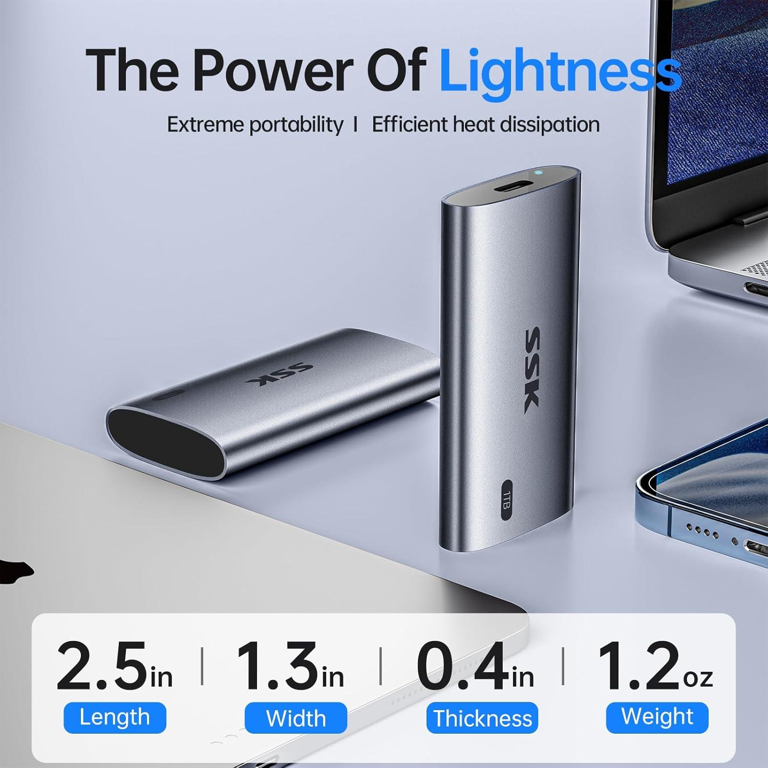 SSD Externo SSK 1TB USB 3.2 Gen2x2 hasta 2000MB/s Plata