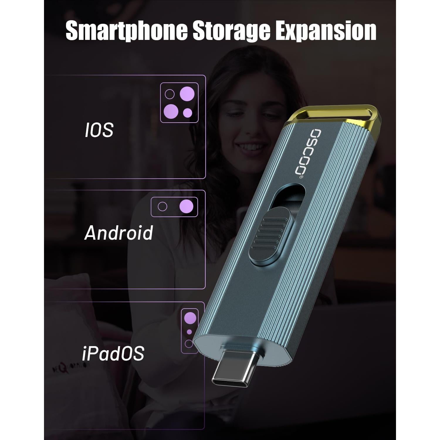 SSD Portátil OSCOO D8 1TB USB 3.2 Gen 2, 2100MB/s