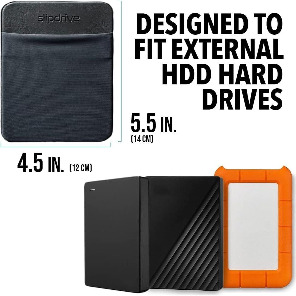 Funda de Disco Duro Portátil Slipdrive Negra 13.97x11.43cm