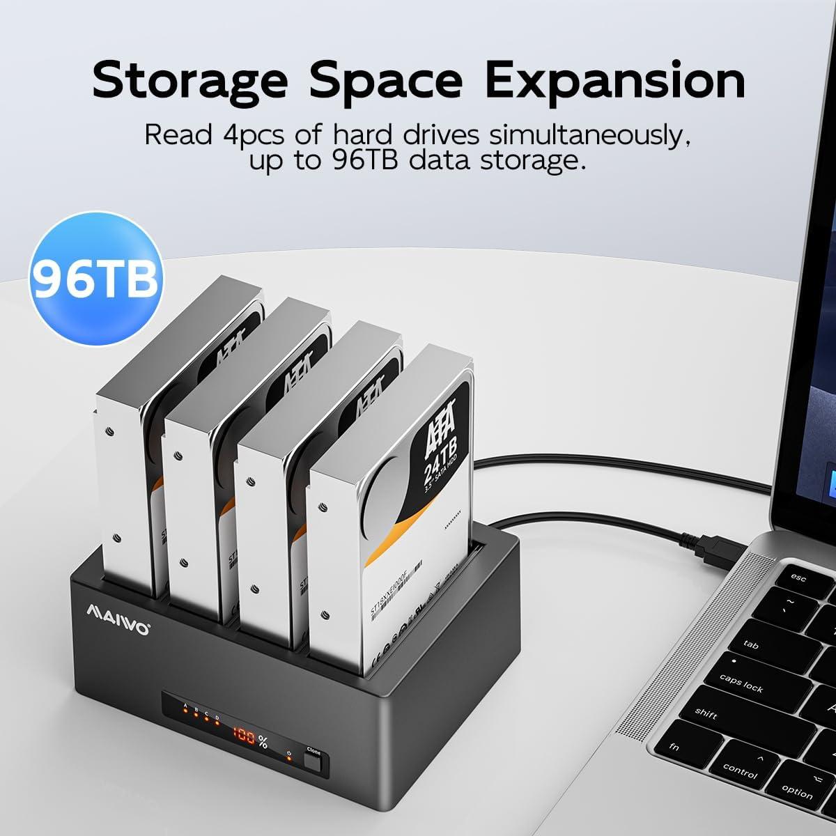 Estación de Acoplamiento MAIWO 4 Bahías Clonador HDD SSD 96TB