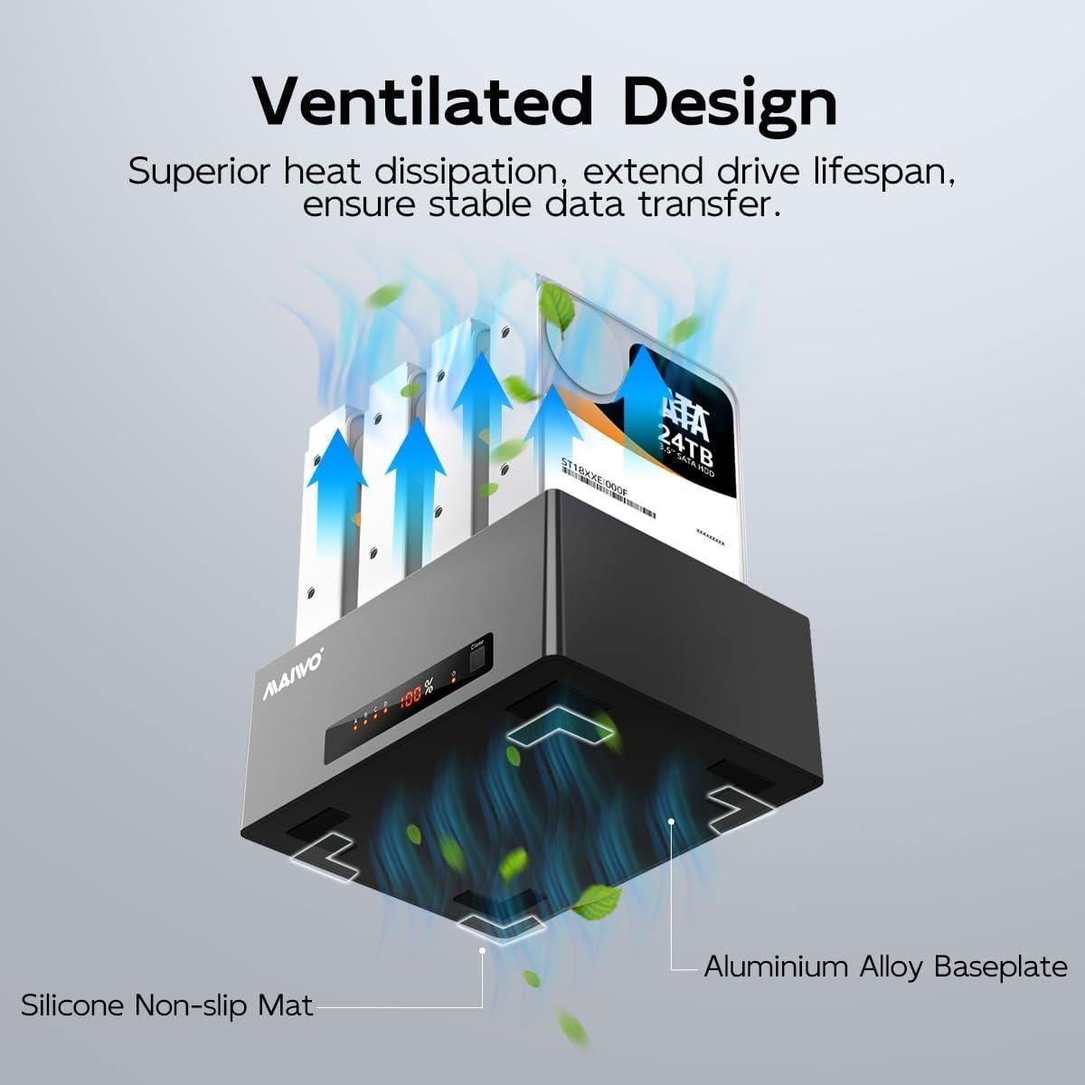 Estación de Acoplamiento MAIWO 4 Bahías Clonador HDD SSD 96TB