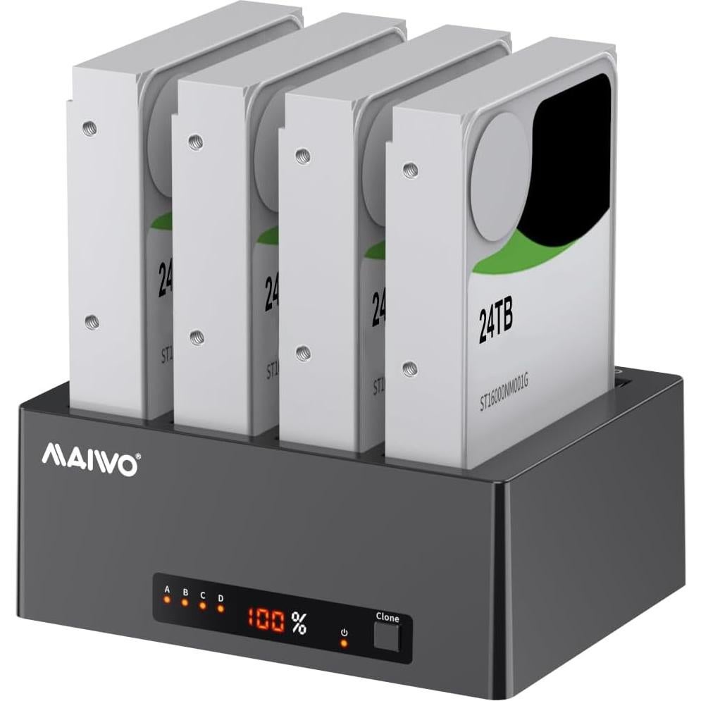 Estación de Acoplamiento MAIWO 4 Bahías Clonador HDD SSD 96TB
