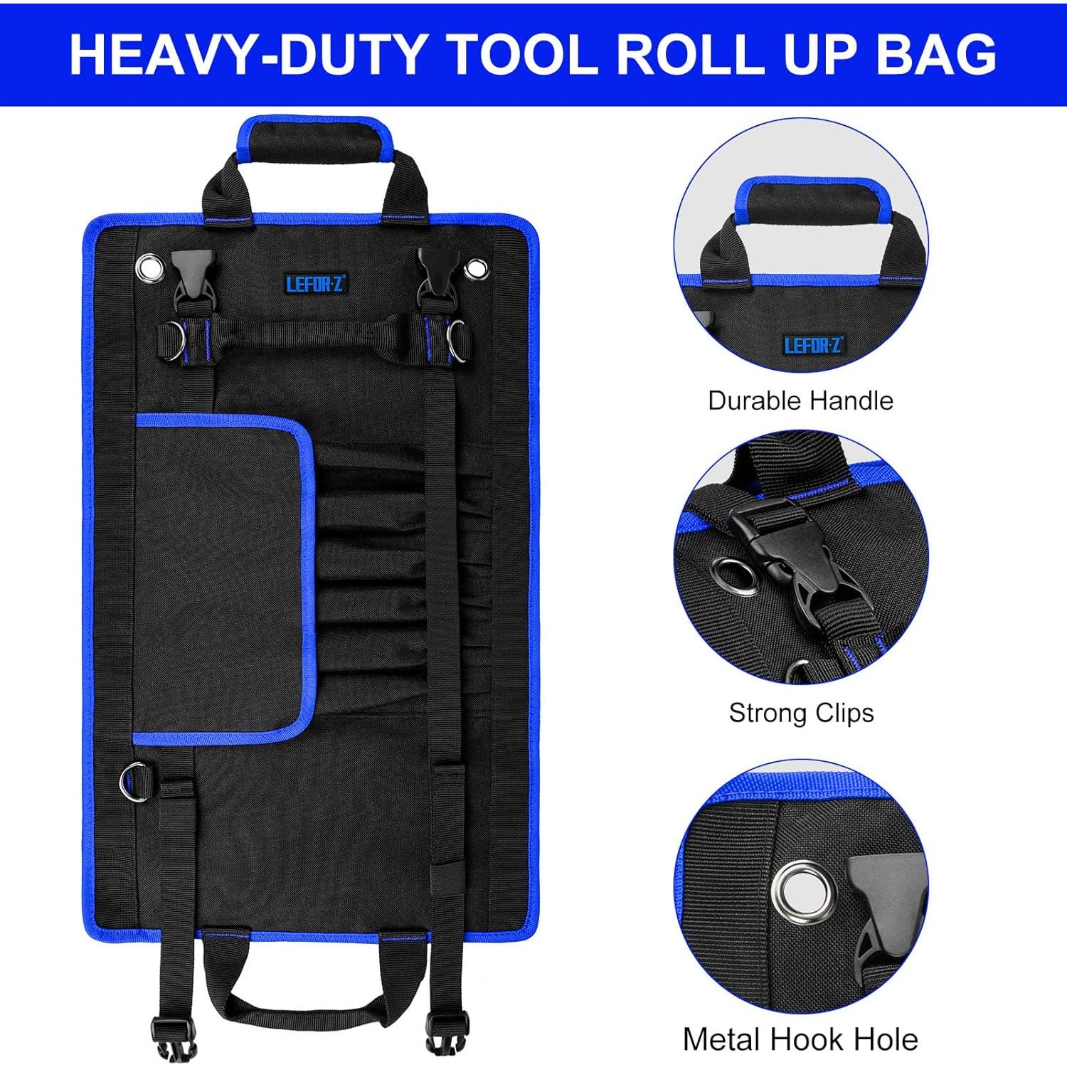 Bolsa de Herramientas Enrollable LEFOR·Z 13 Bolsillos Negra/Azul