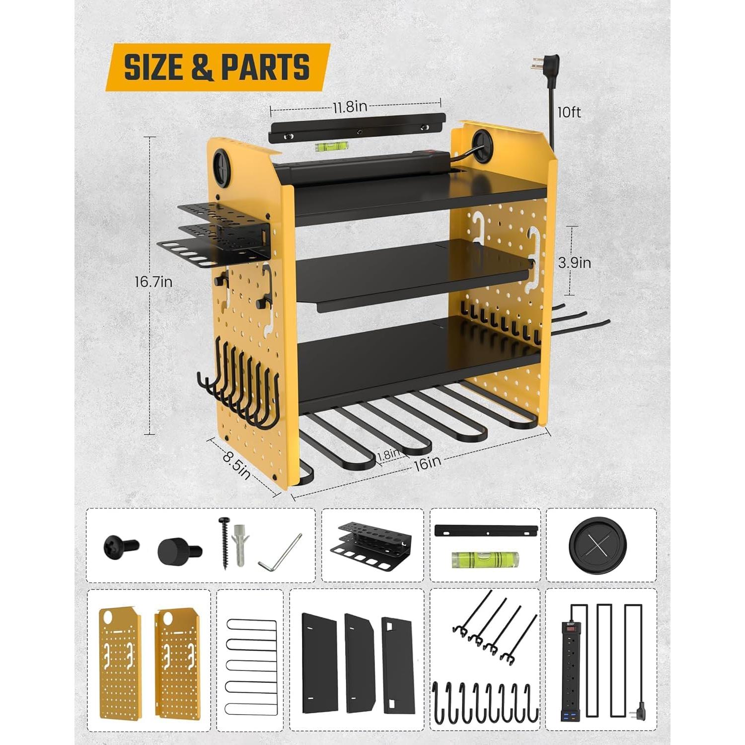 Organizador de Herramientas de Pared ONLYWIN 4 Niveles con USB