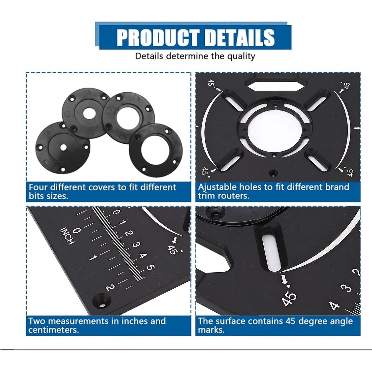 Placa de Inserción para Mesa de Router ZDETGU Aluminio 62x70mm