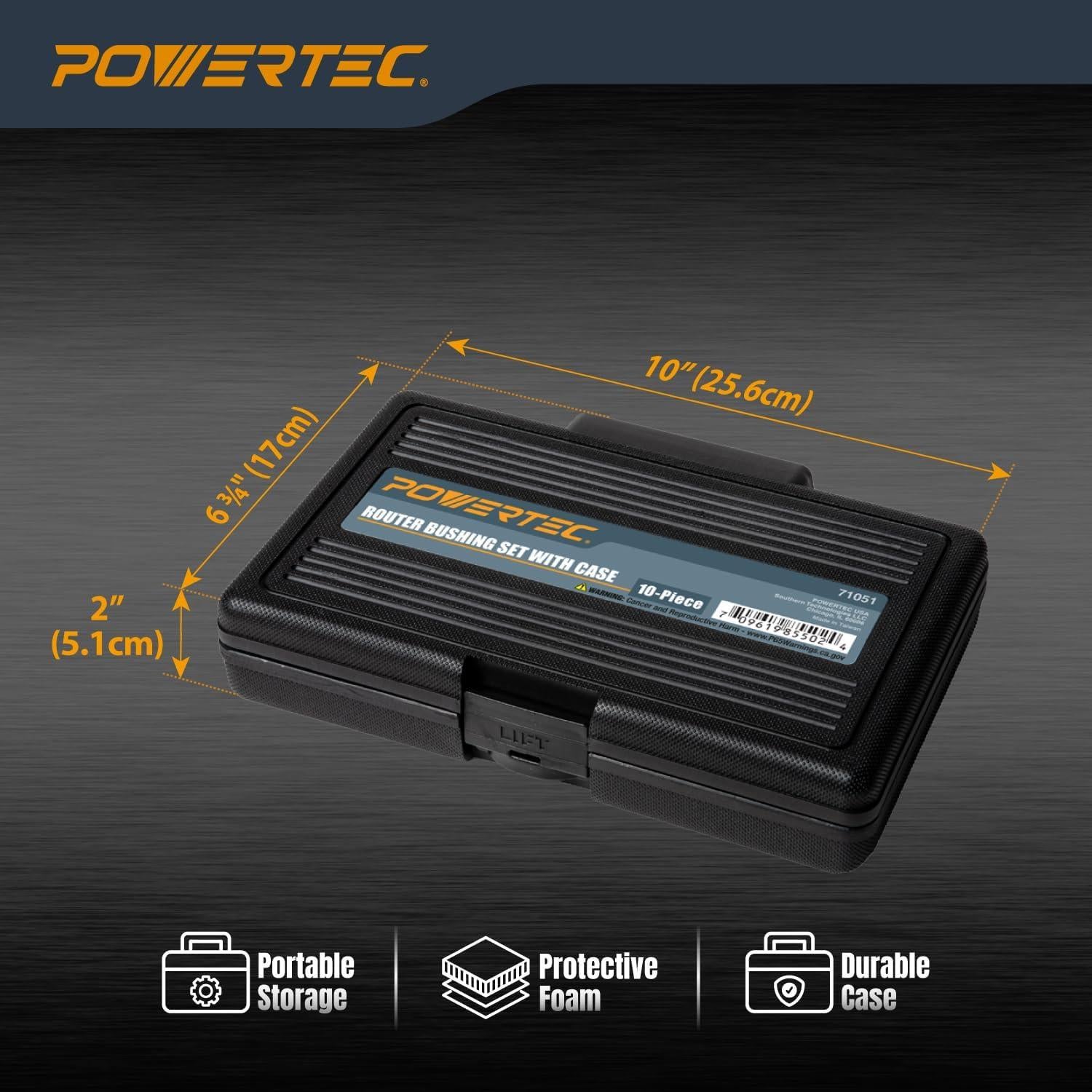 Conjunto de Guías de Router POWERTEC 10 Piezas con Estuche