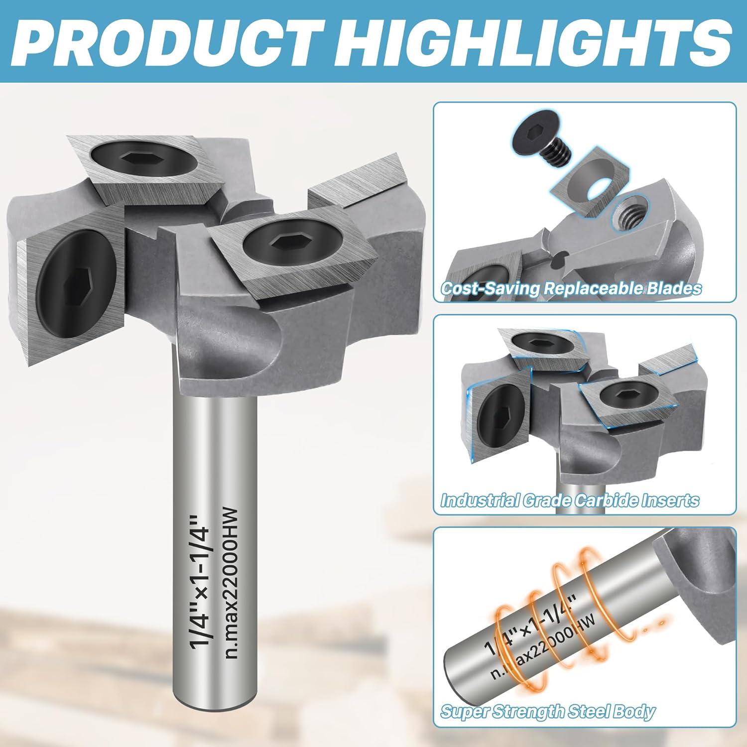 Fresa CNC KEENTECH 1/4" Eje 31.75 mm Carburo 2+2 Inserciones
