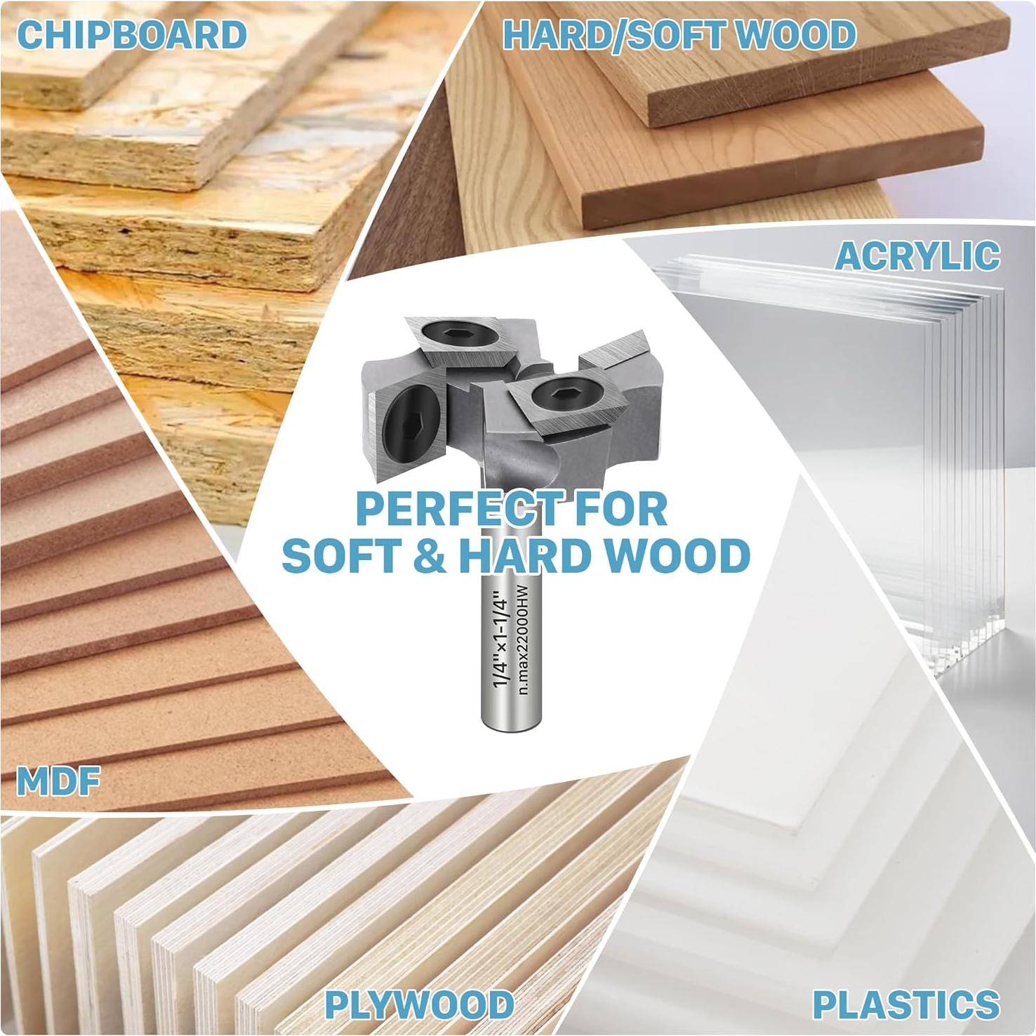 Fresa CNC KEENTECH 1/4" Eje 31.75 mm Carburo 2+2 Inserciones