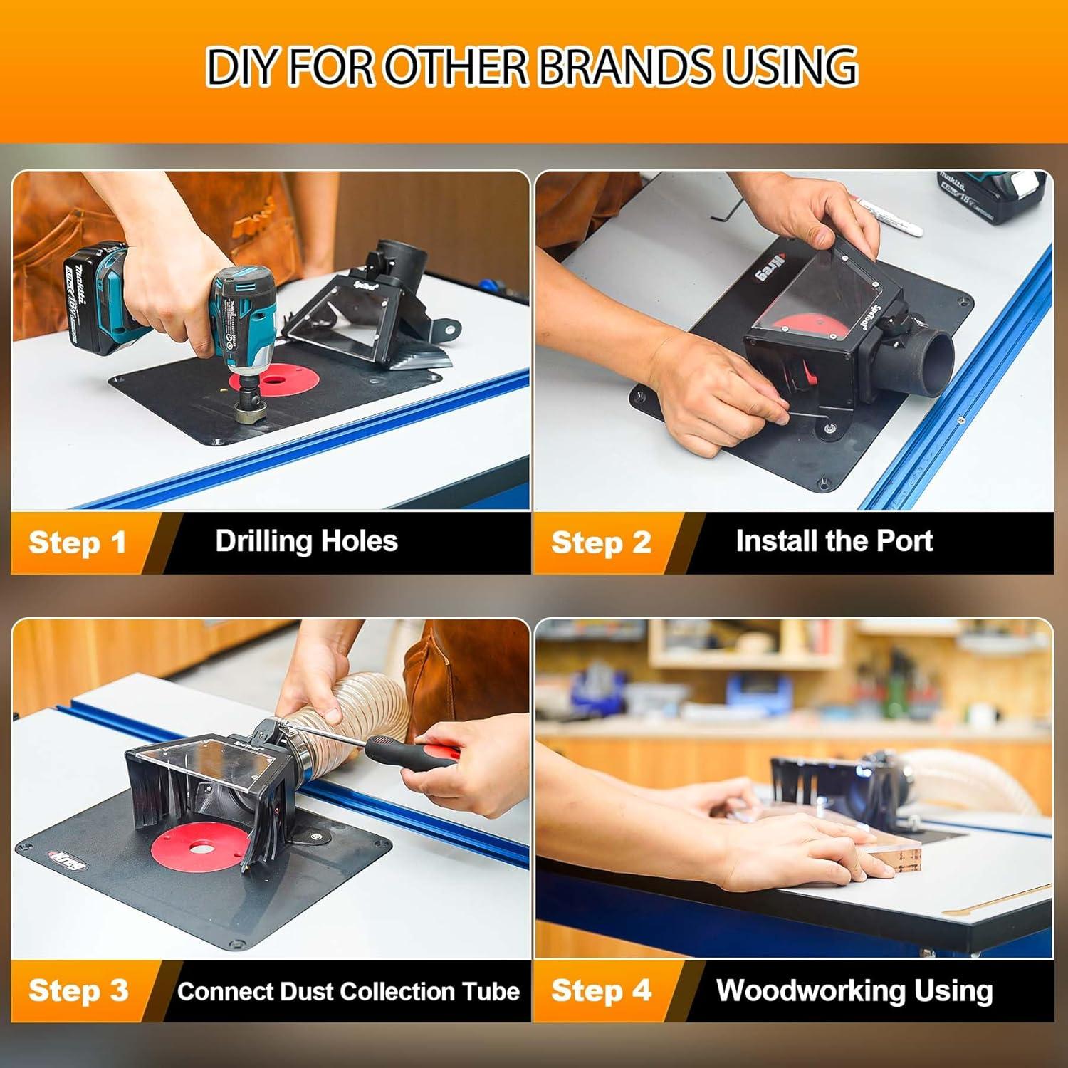 Placa de Router SpeTool con Colector de Polvo y Luz LED