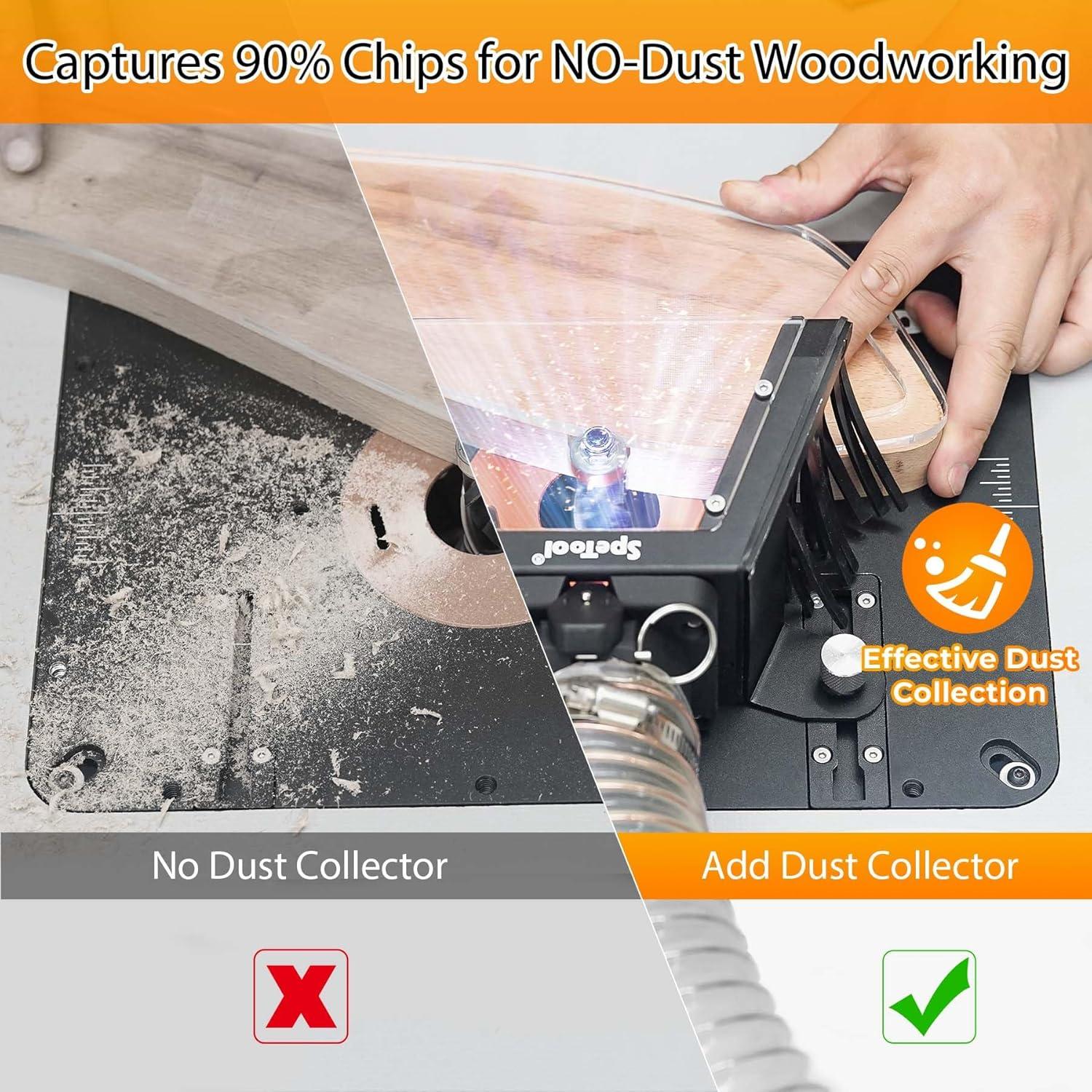 Placa de Router SpeTool con Colector de Polvo y Luz LED