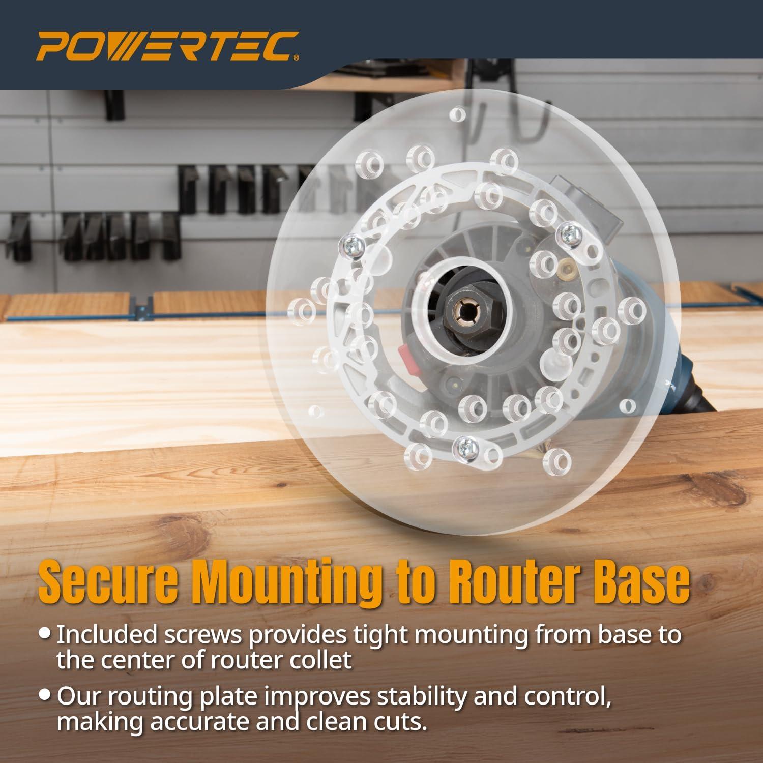 Placa Base de Fresadora POWERTEC Acrílica 14.6 cm con Tornillos