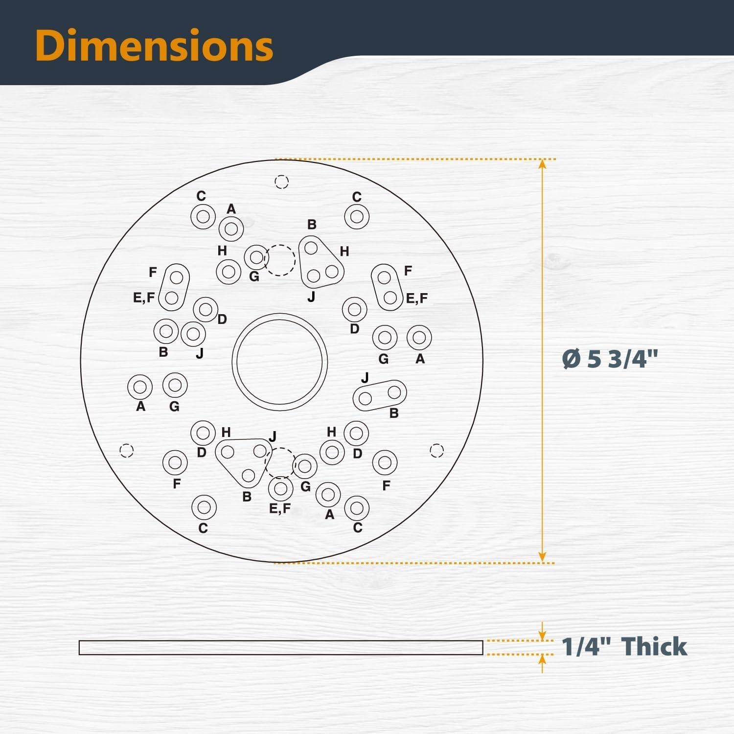 Placa Base de Fresadora POWERTEC Acrílica 14.6 cm con Tornillos