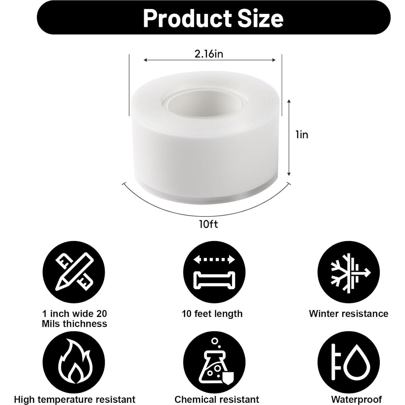 Cinta de Silicona Auto-fusionante BAIHEJIAODAI 2 Rollos 2.54cm x 3m