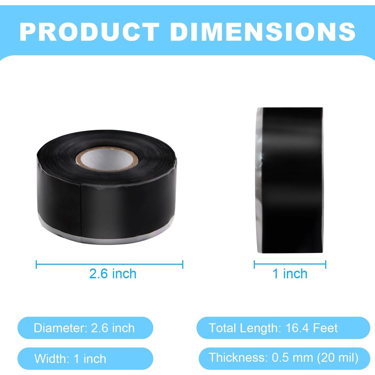 Cinta de Silicona Auto-Fusionante FOURGUN Negra 2.54cm x 5m