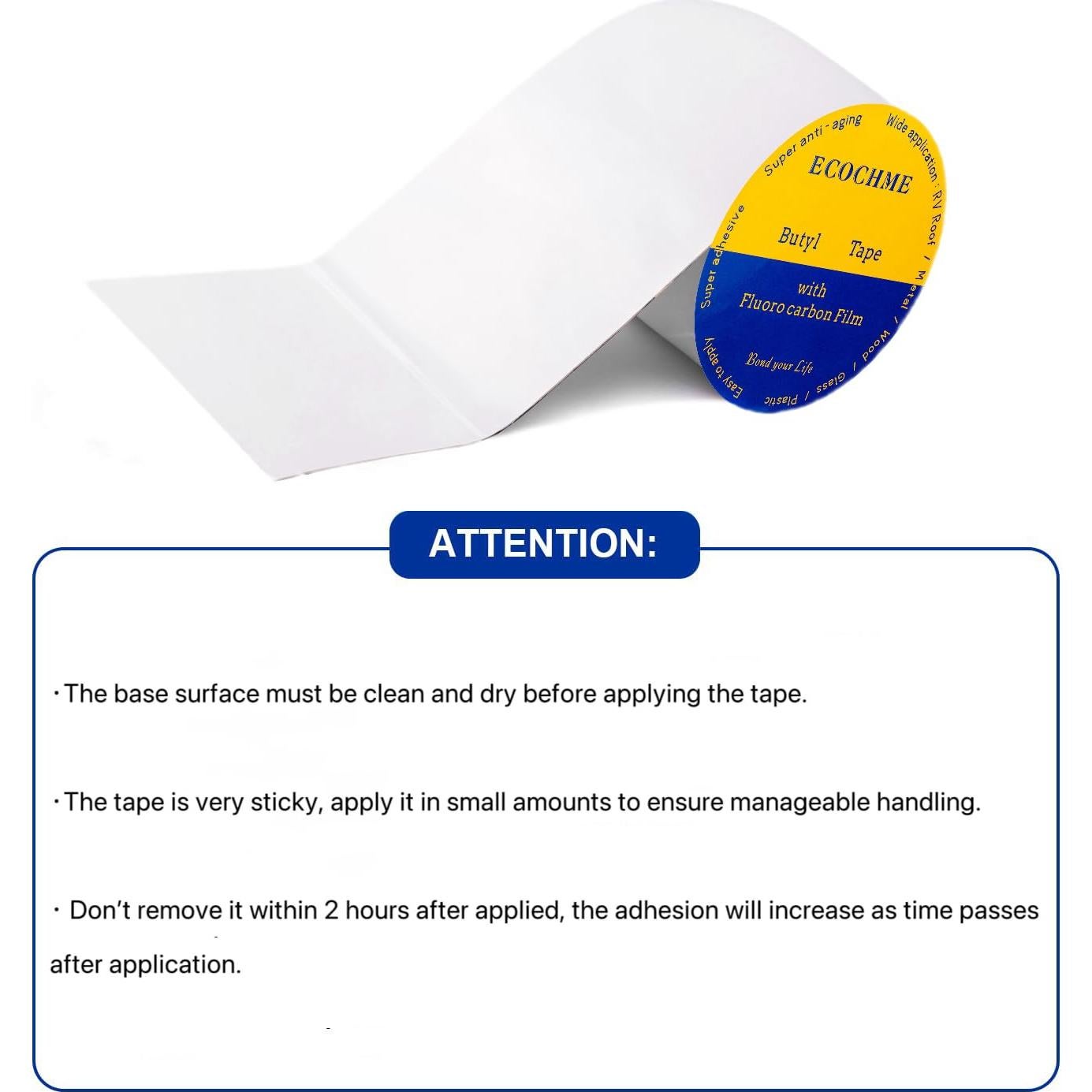 Cinta Selladora Butílica Impermeable ECOCHME 10.16cm x 4.88m