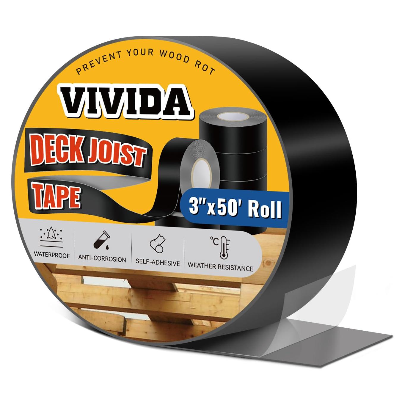 Cinta Butílica VIVIDA 3" x 50' Impermeable para Vigas de Madera