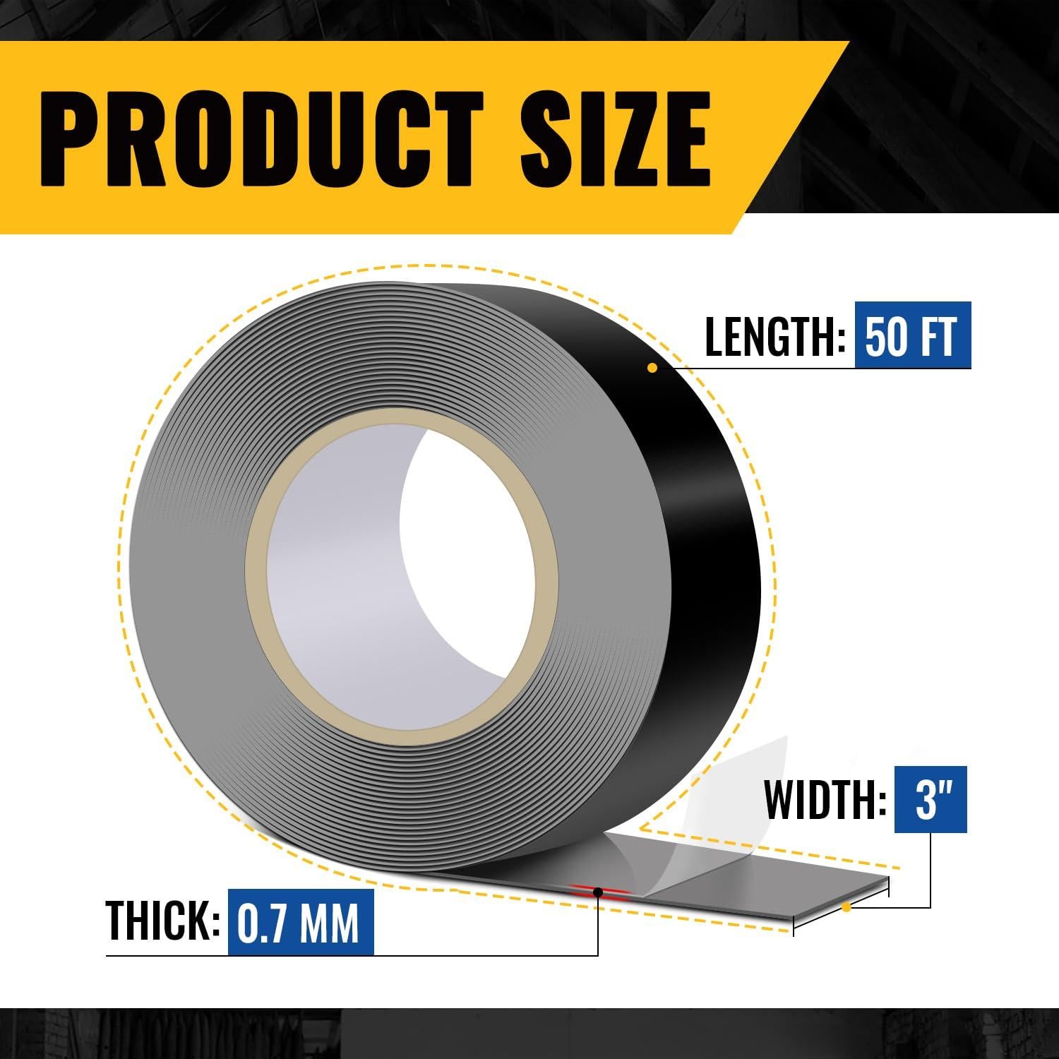 Cinta Butílica VIVIDA 3" x 50' Impermeable para Vigas de Madera