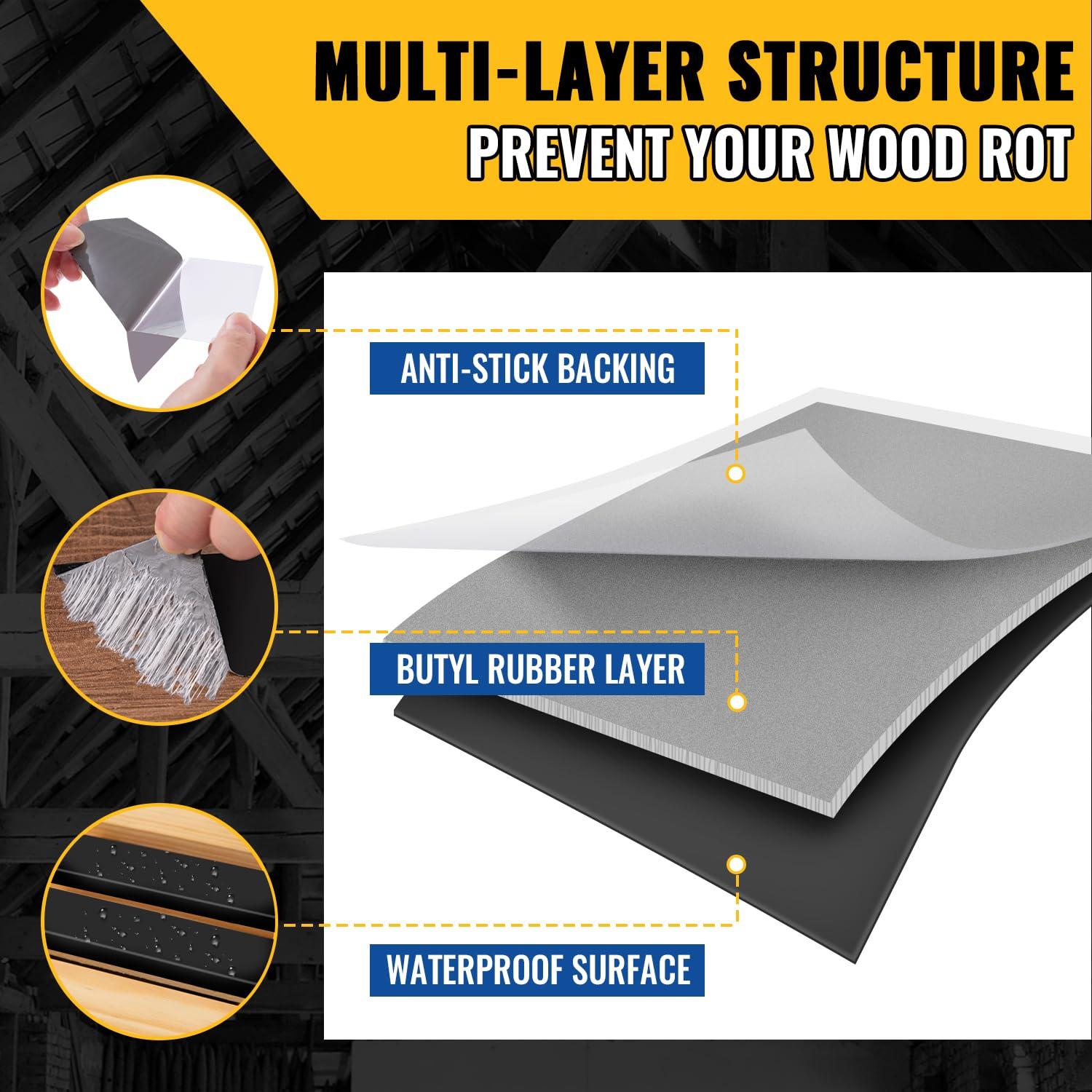 Cinta Butílica VIVIDA 3" x 50' Impermeable para Vigas de Madera