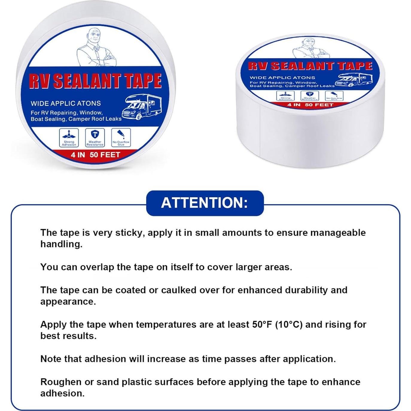 Cinta de Sellado para Techo de RV Losrik 10cm x 15.24m Blanca