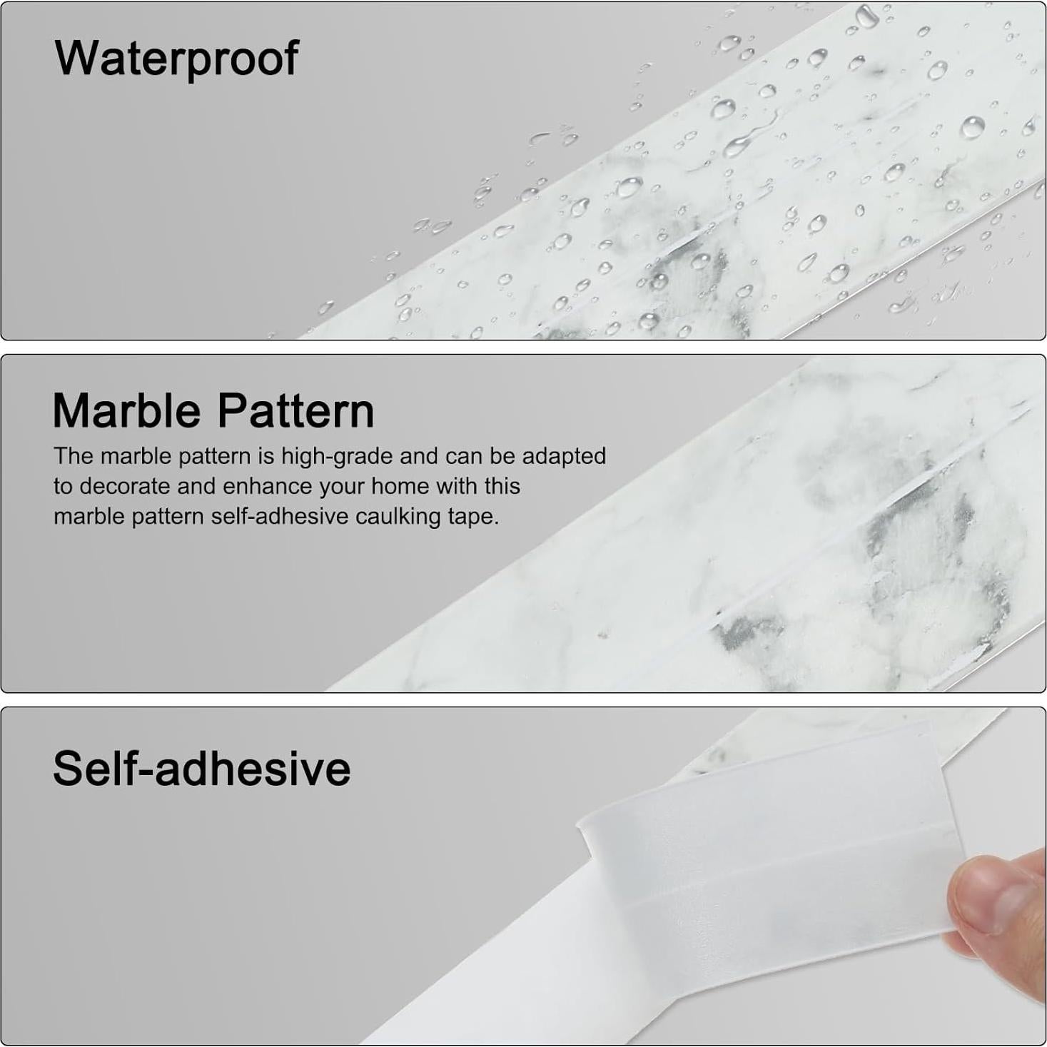 Tira de Calafateo Autoadhesiva uxcell 3.8cm x 3.2m PVC Mármol