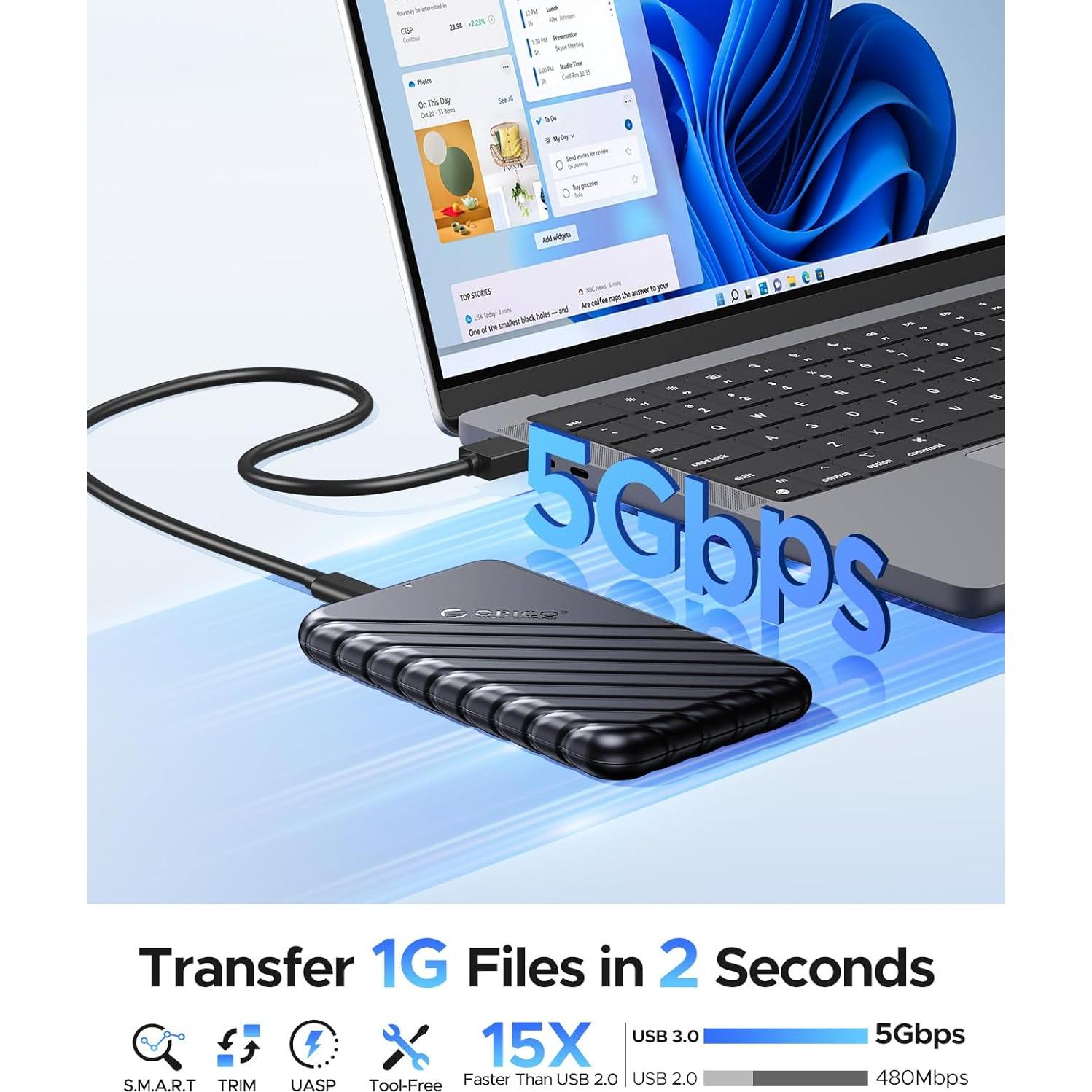 Carcasa de Disco Duro Externo ORICO 2.5" USB 3.0 SATA III