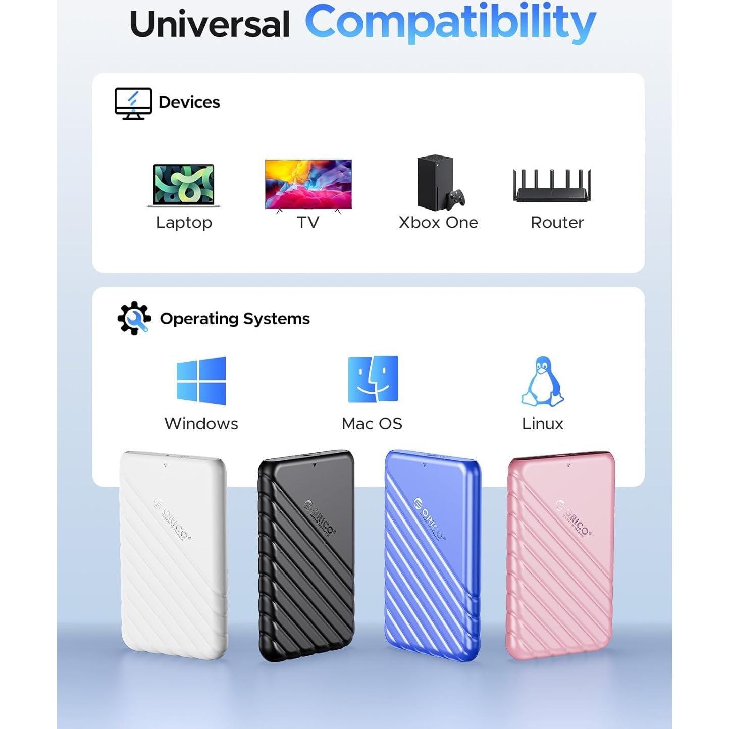 Carcasa de Disco Duro Externo ORICO 2.5" USB 3.0 SATA III