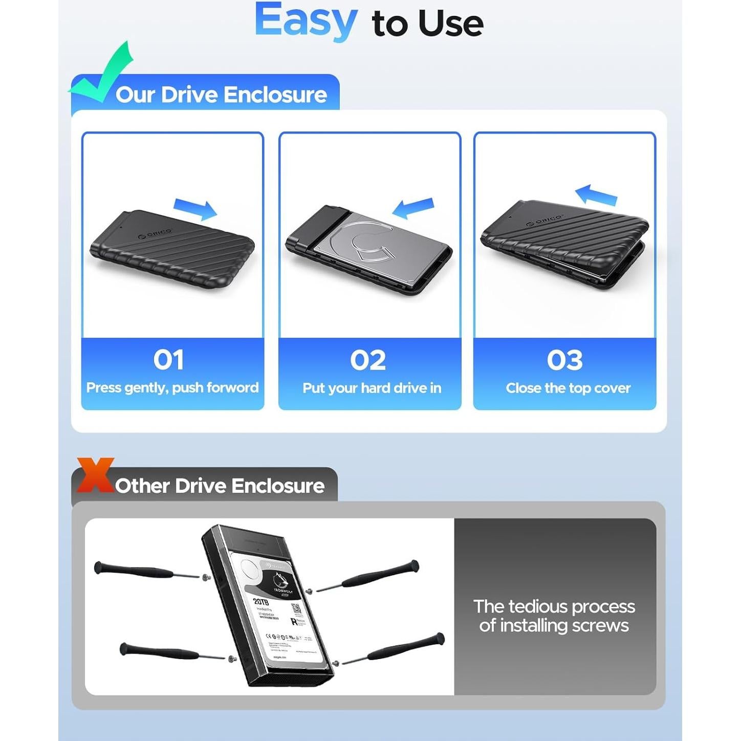 Carcasa de Disco Duro Externo ORICO 2.5" USB 3.0 SATA III