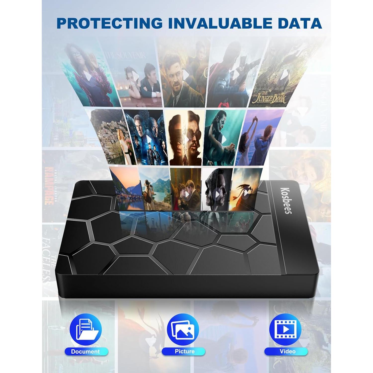 Disco Duro Externo Kosbees 500GB USB 3.0 Portátil Negro