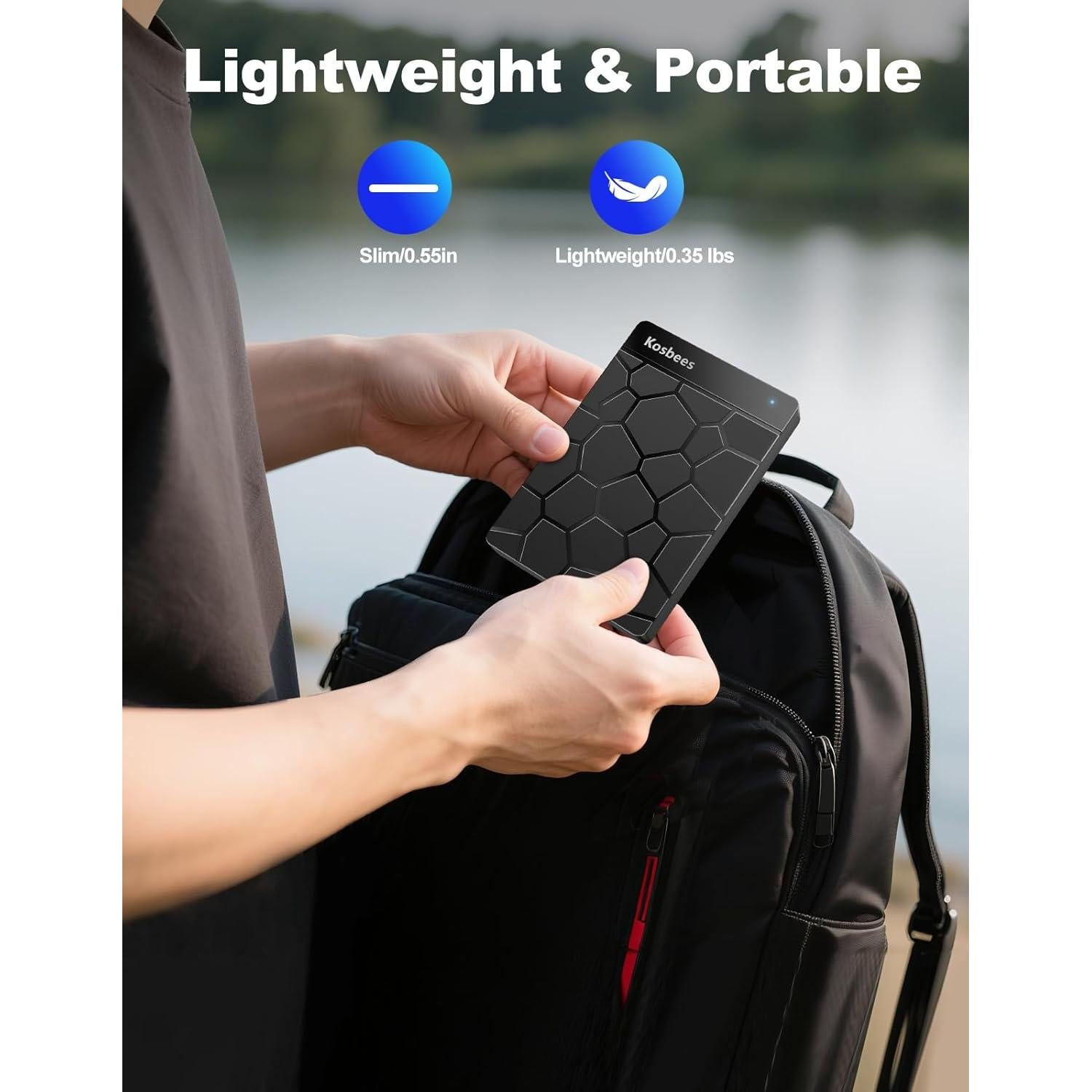 Disco Duro Externo Kosbees 500GB USB 3.0 Portátil Negro