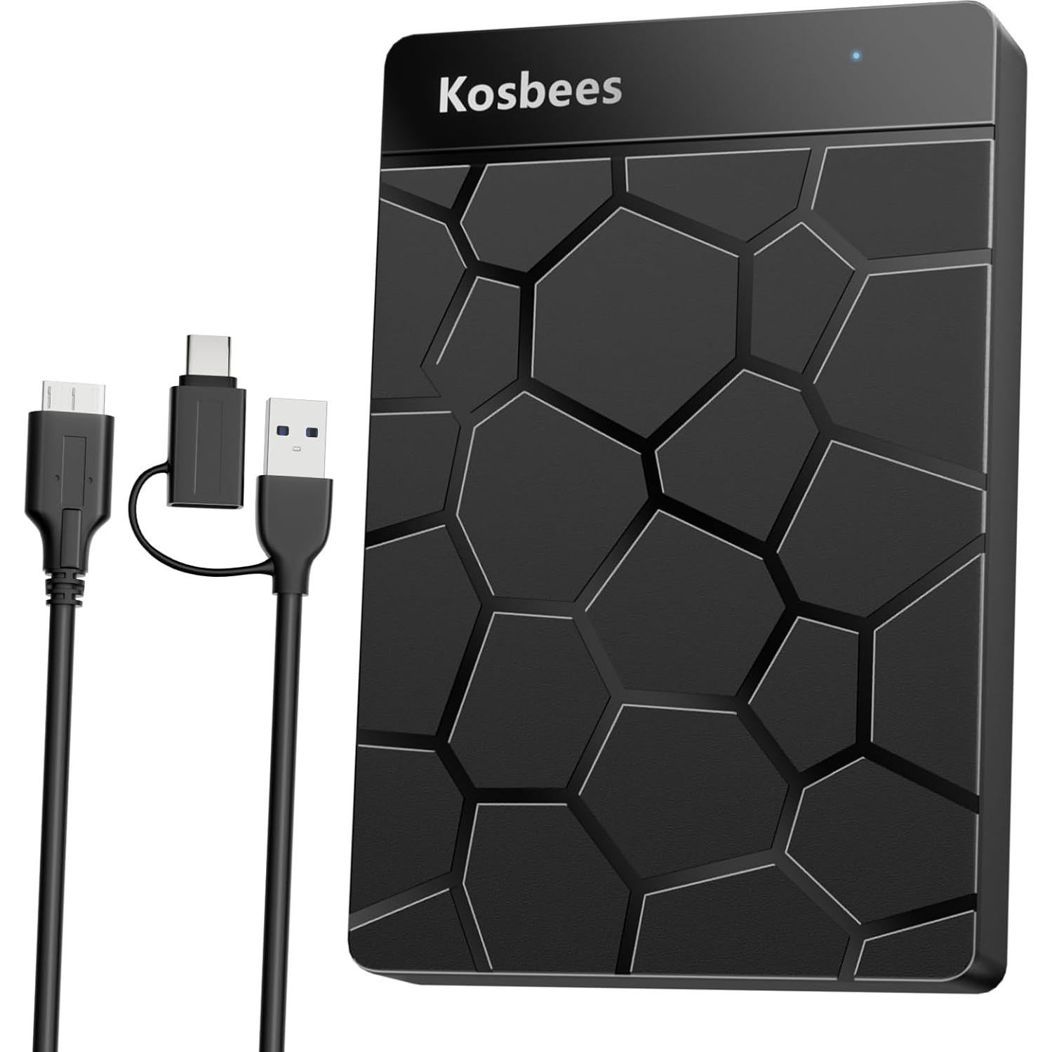 Disco Duro Externo Kosbees 500GB USB 3.0 Portátil Negro