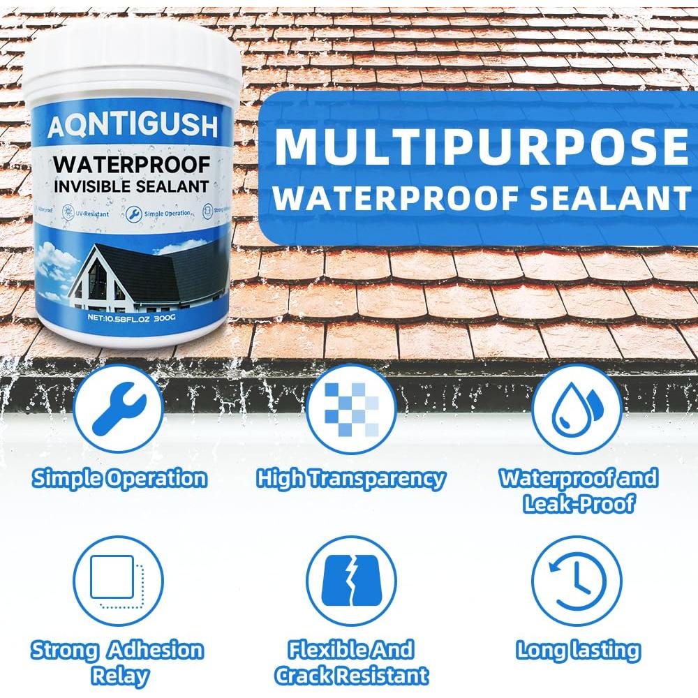 Sellador Impermeable Transparente AQNTIGUSH 300g para Techos y Paredes