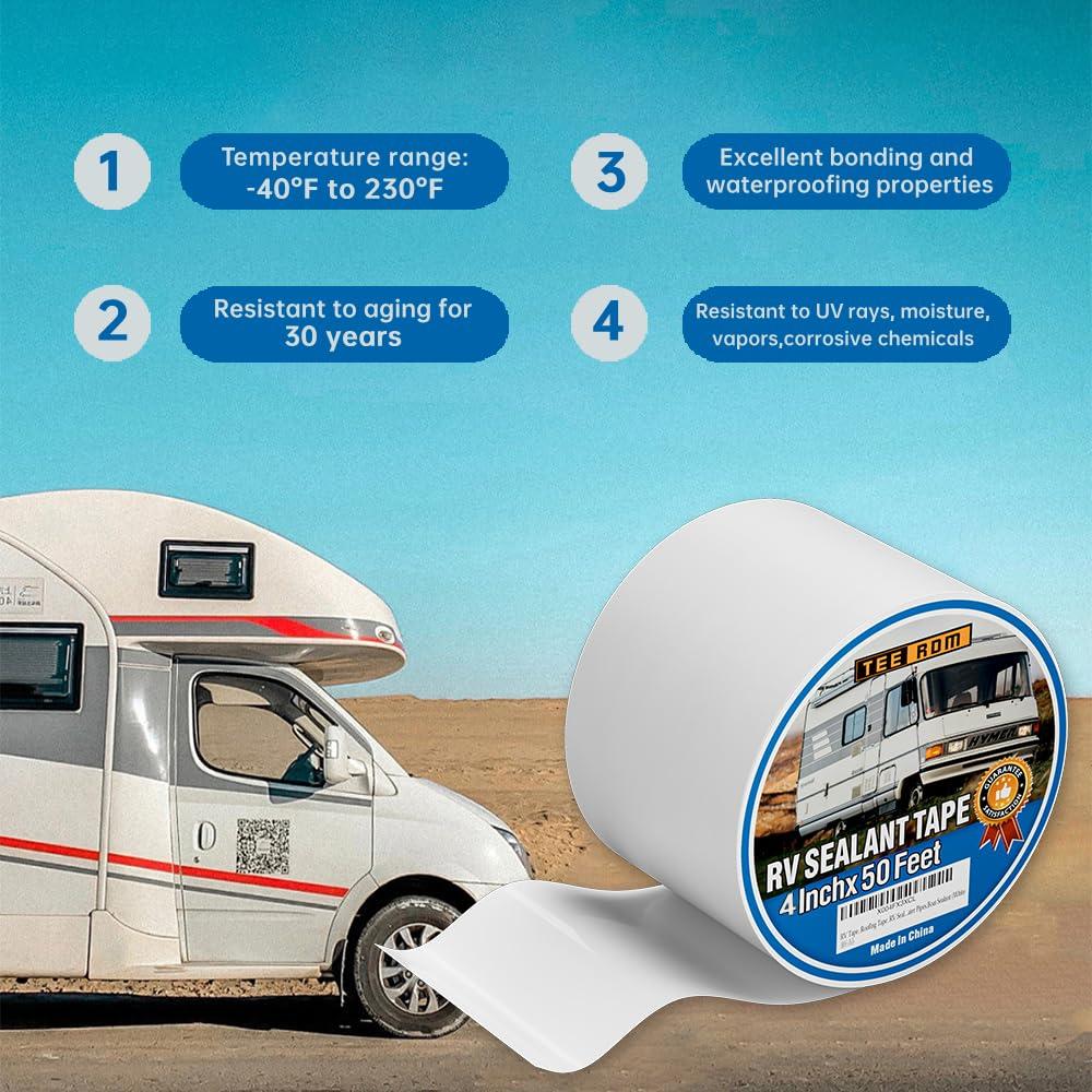 Cinta Selladora Impermeable Teerdm 10.16 cm x 15.24 m para RV