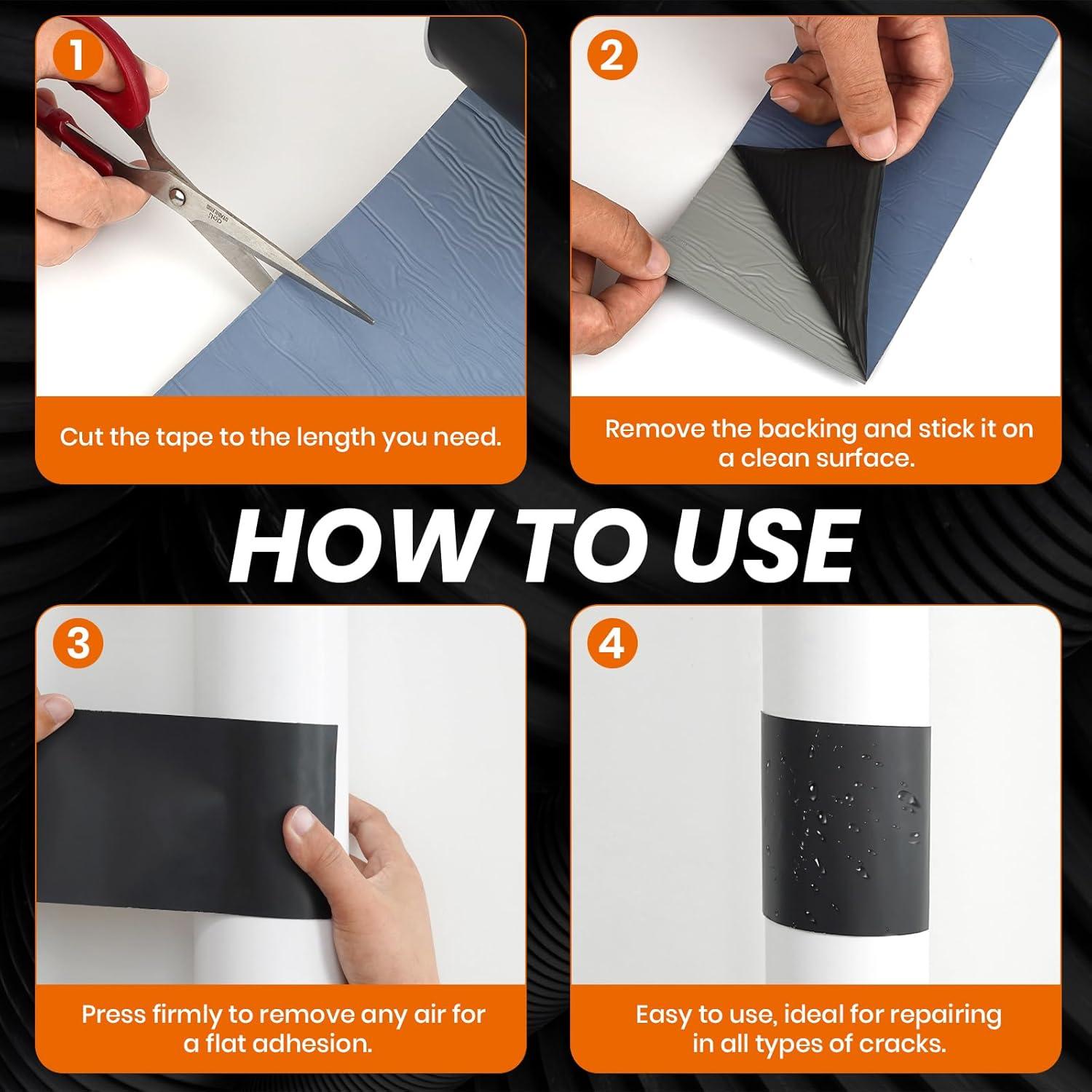 Cinta de Parcheo y Sellado Impermeable LLPT 10cm x 4m Negra