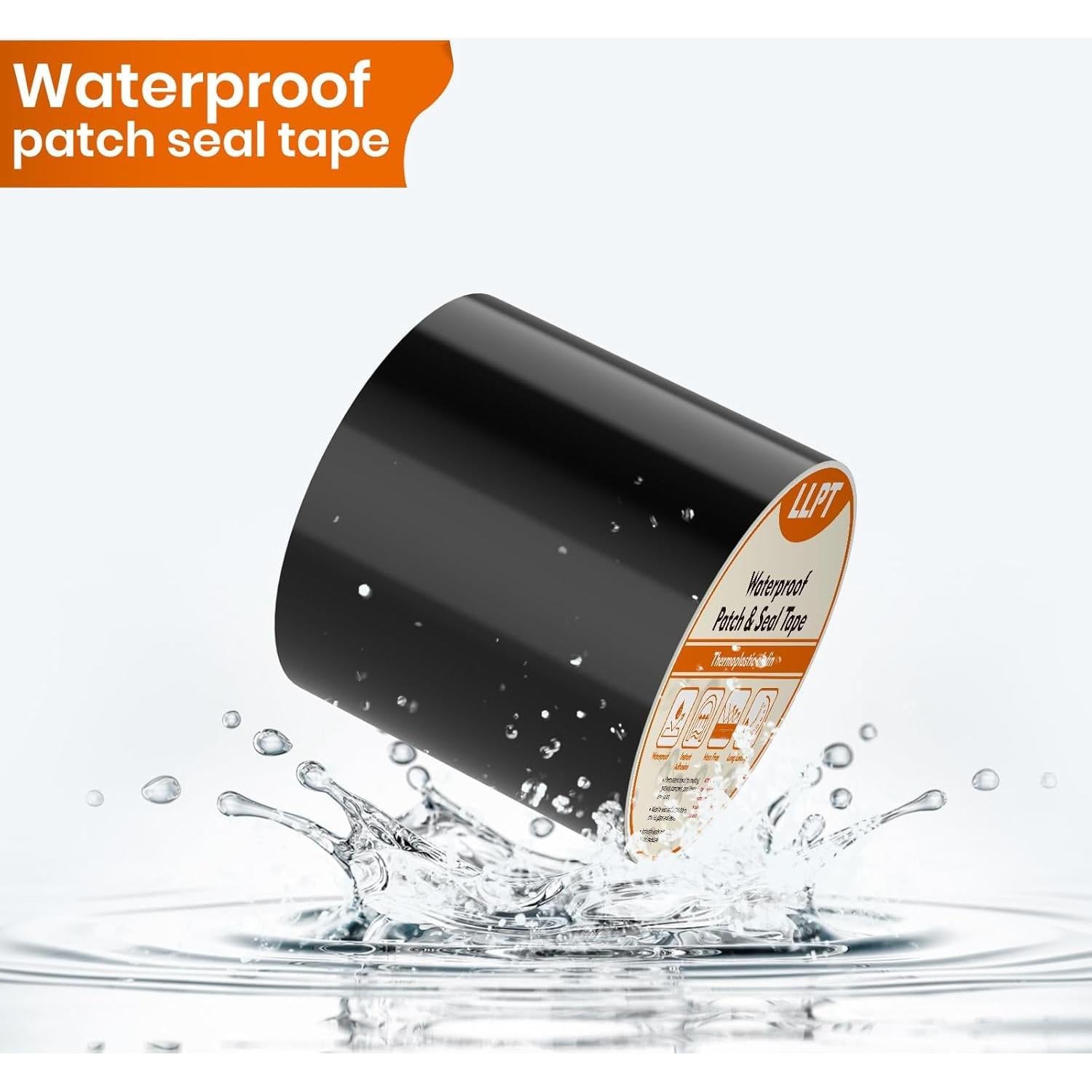 Cinta de Parcheo y Sellado Impermeable LLPT 10cm x 4m Negra