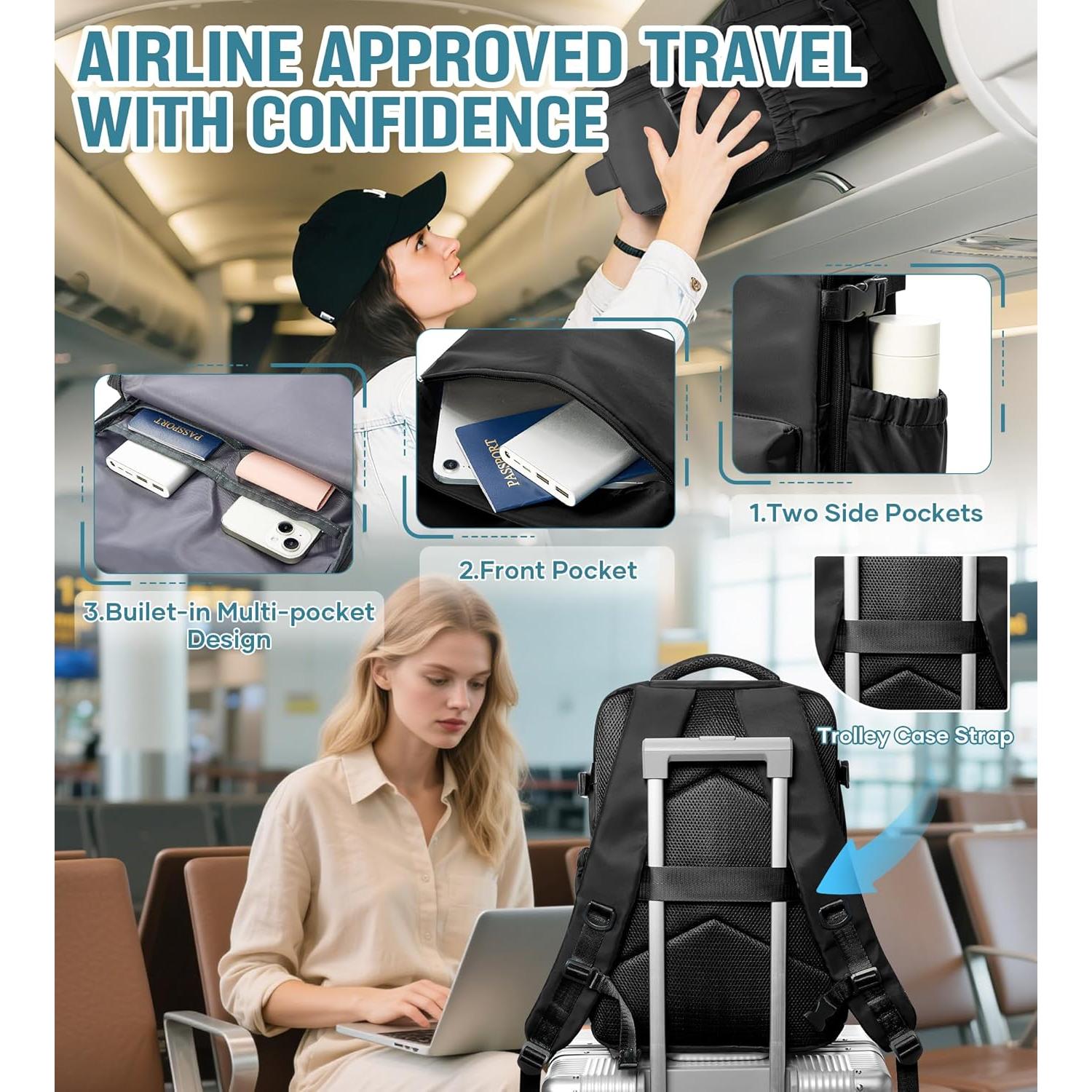 Mochila de Viaje al Vacío Vacpack Negra 20L Impermeable