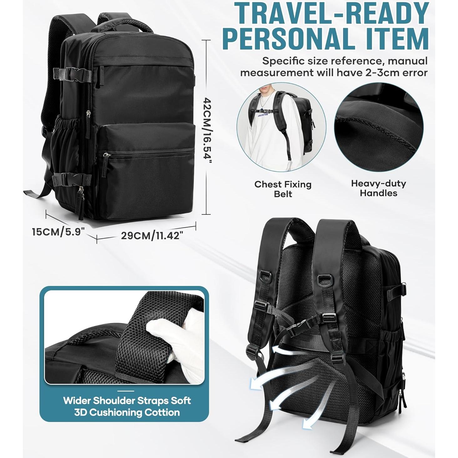 Mochila de Viaje al Vacío Vacpack Negra 20L Impermeable