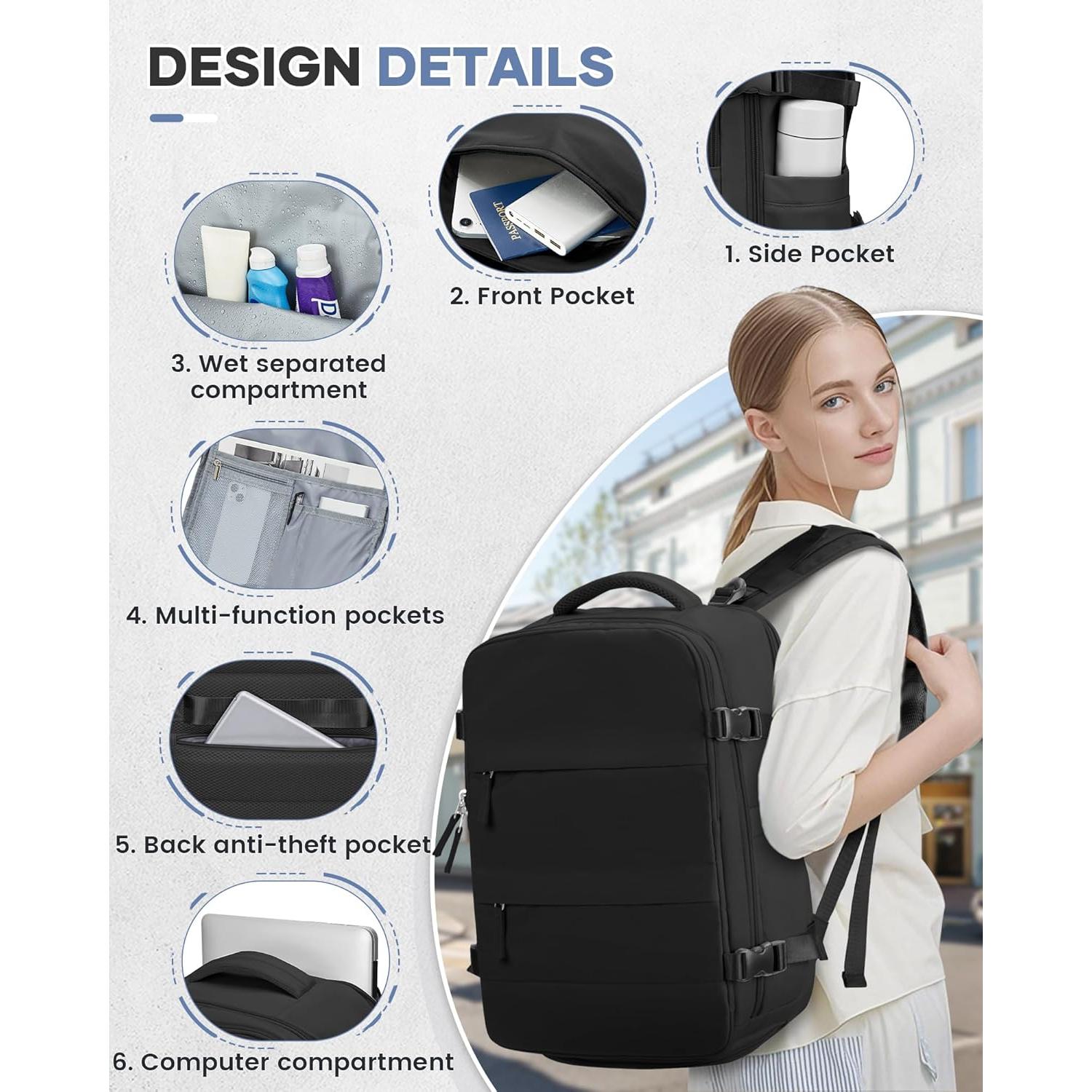 Mochila de Viaje VECAVE 35L Impermeable con Bomba de Vacío