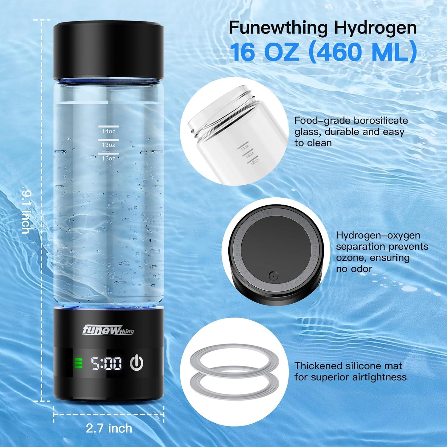 Botella de Agua de Hidrógeno funewthing 460ml con Pantalla LED