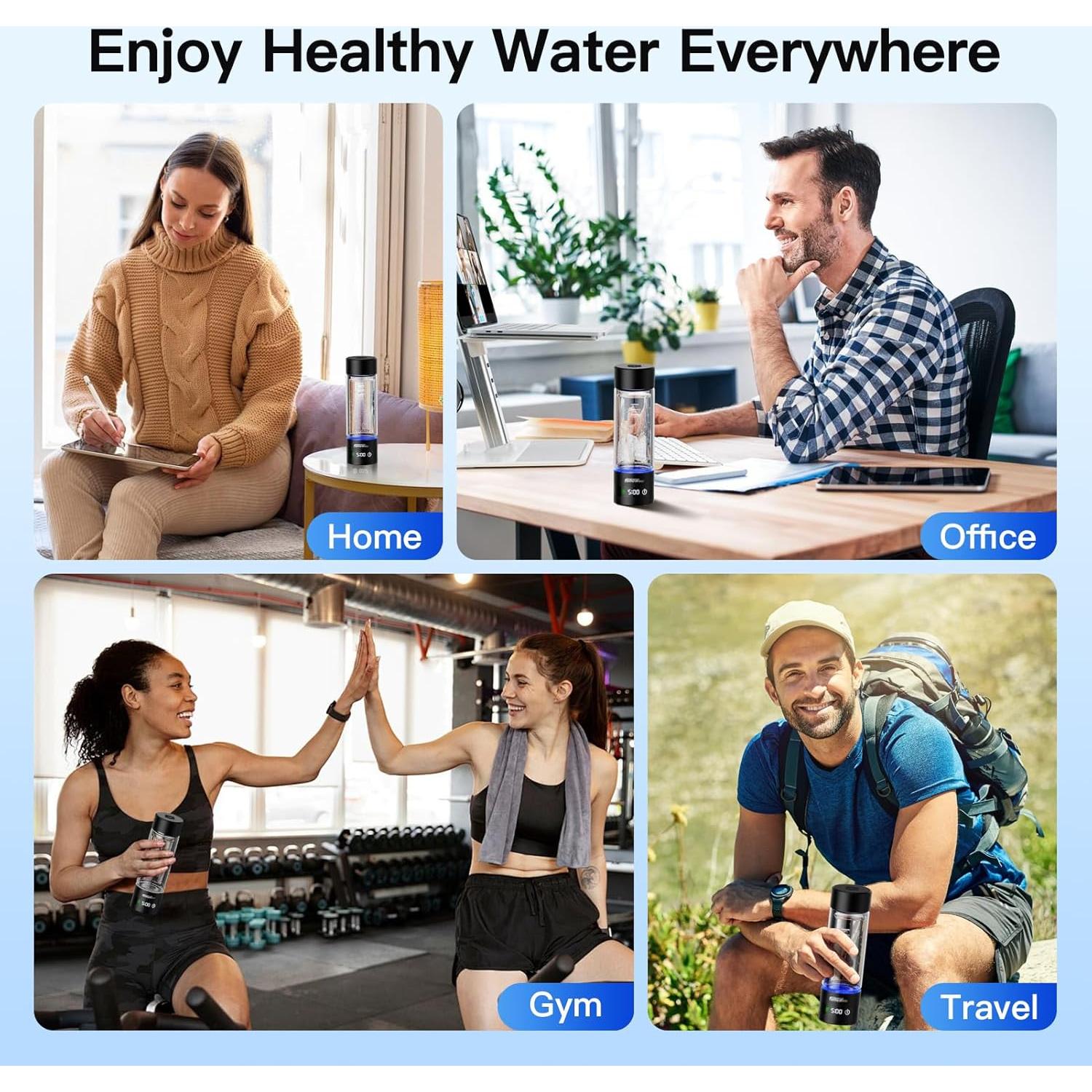 Botella de Agua de Hidrógeno funewthing 460ml con Pantalla LED