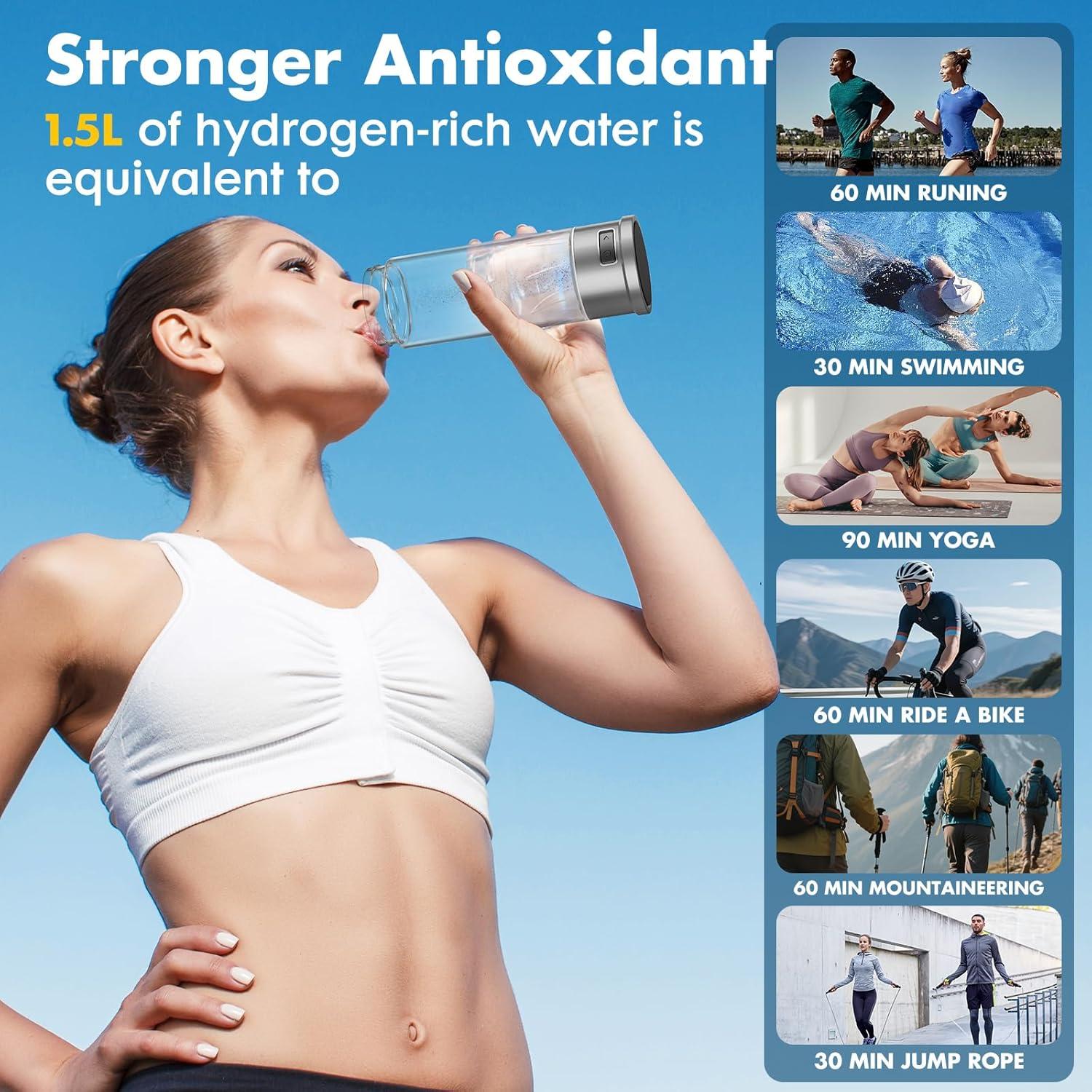 Botella de Agua de Hidrógeno WIOMXO CA-102C Plata 1500 PPB