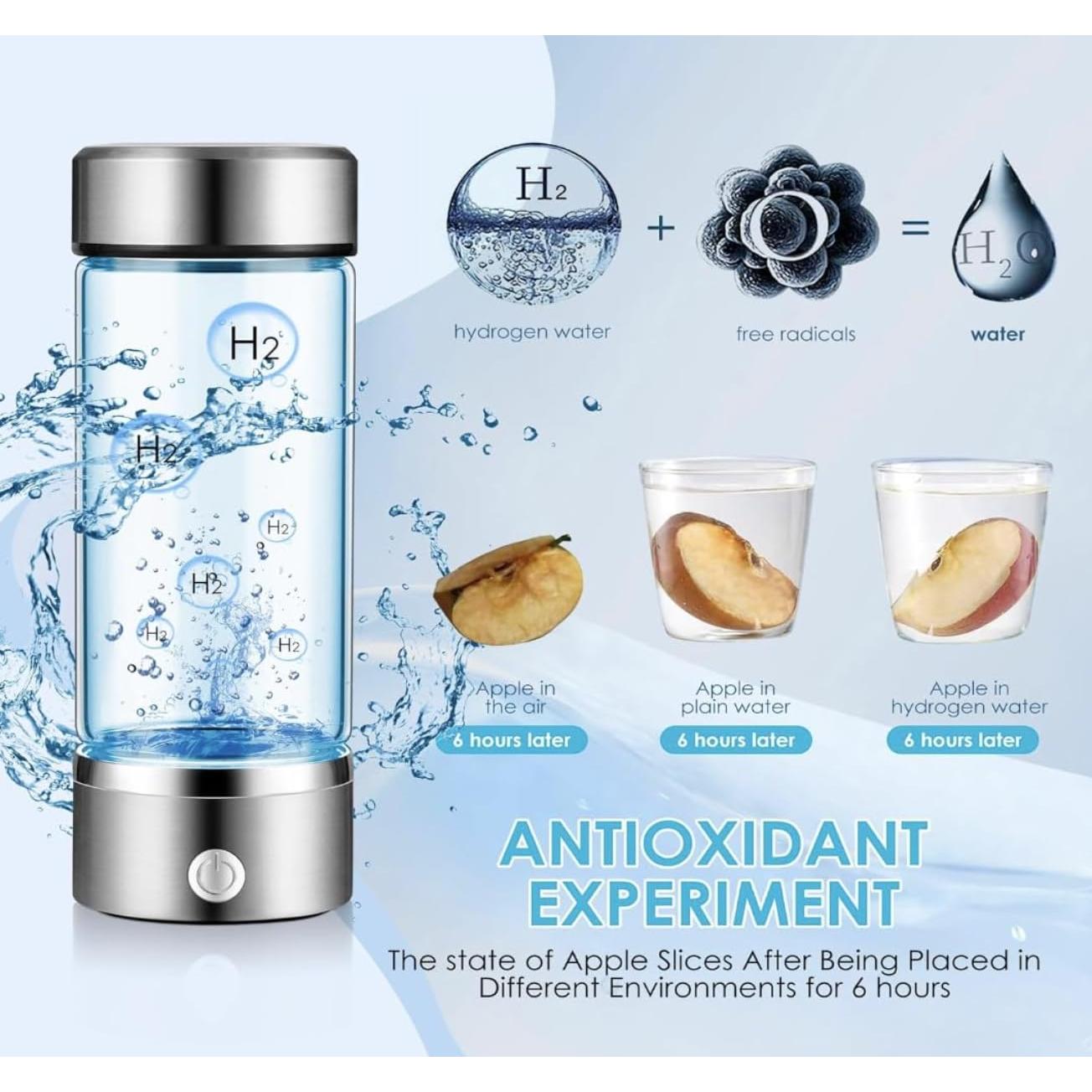 Botella de Agua de Hidrógeno Alwa - 420ml, 1700 PPB, Vidrio