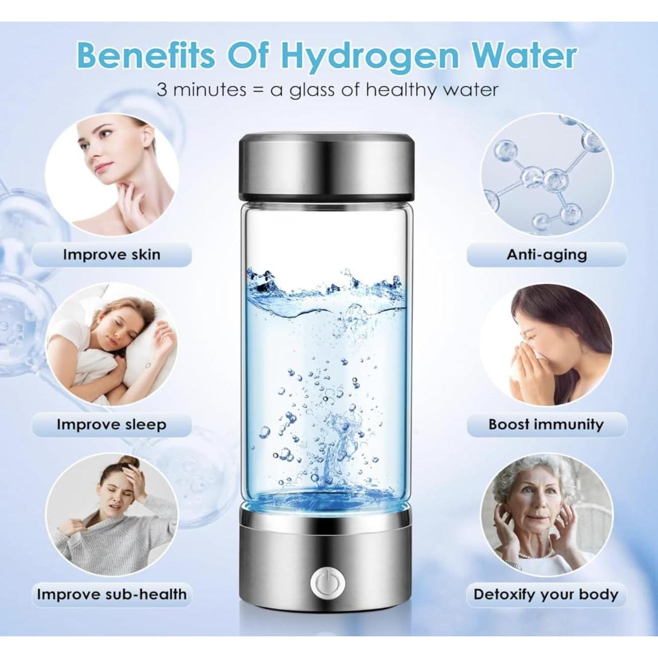 Botella de Agua de Hidrógeno Alwa - 420ml, 1700 PPB, Vidrio