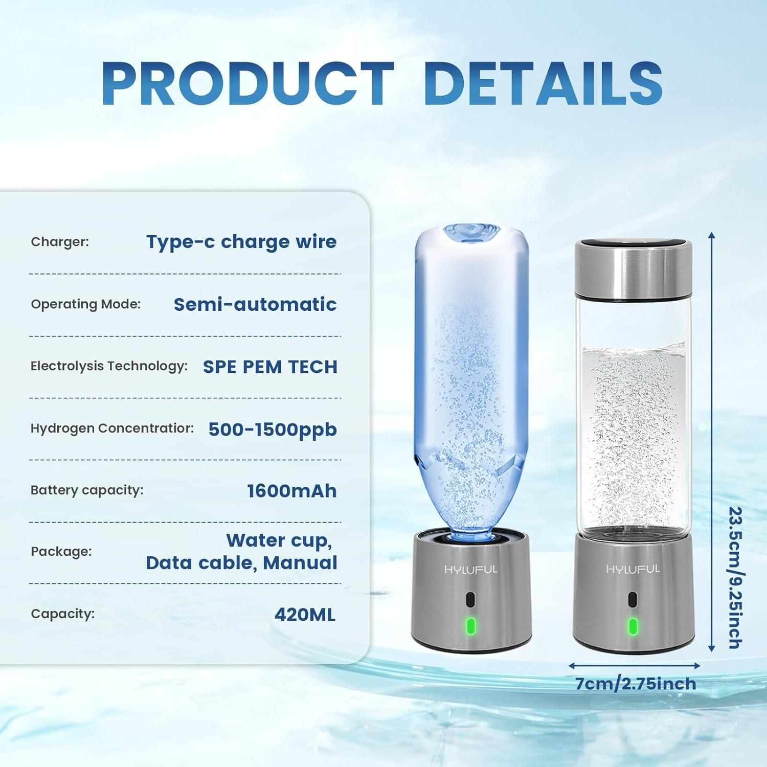 Generador de Agua Hidrogenada y Ozonizada Hyluful 420ml